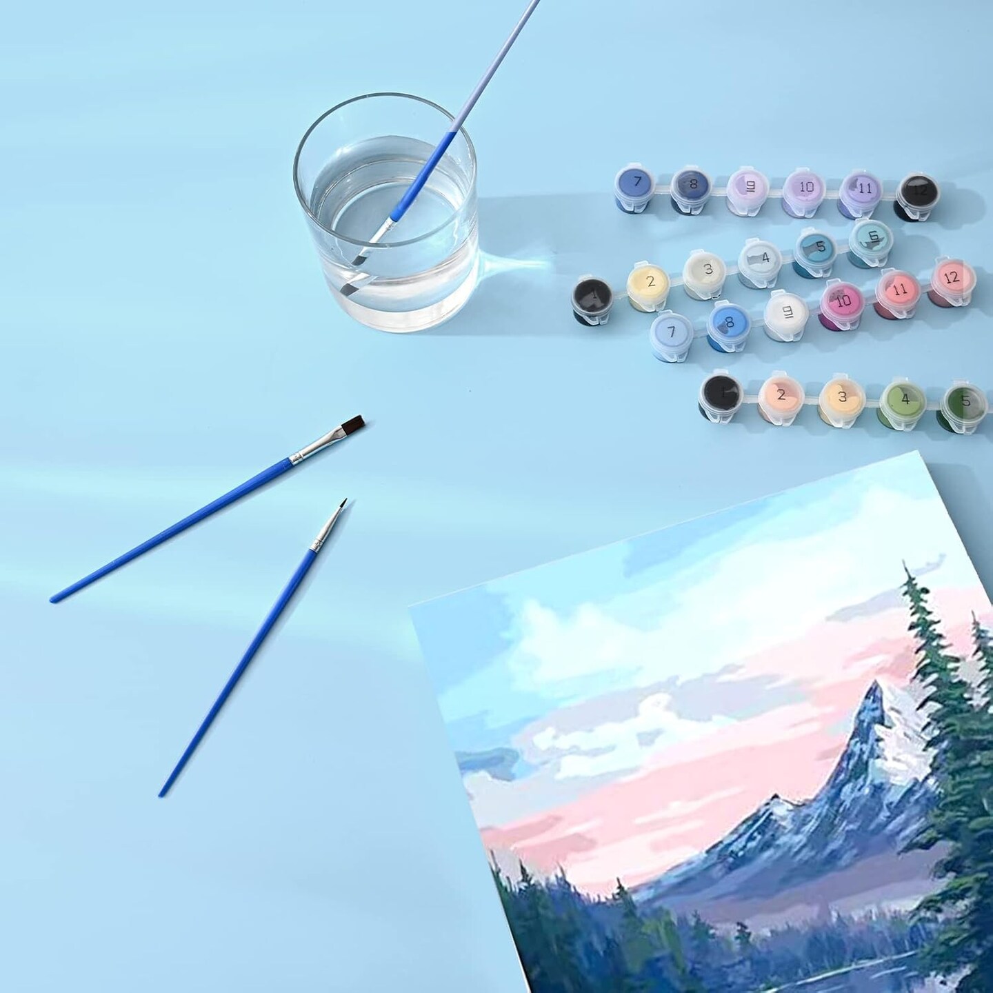 Paint by Numbers Kit for Adults Kids - Crafts DIY Paint by Numbers Kits for Beginners - Color by Numbers Pack on Canvas Painting Kit - Acrylic Paint on Mountains Lake