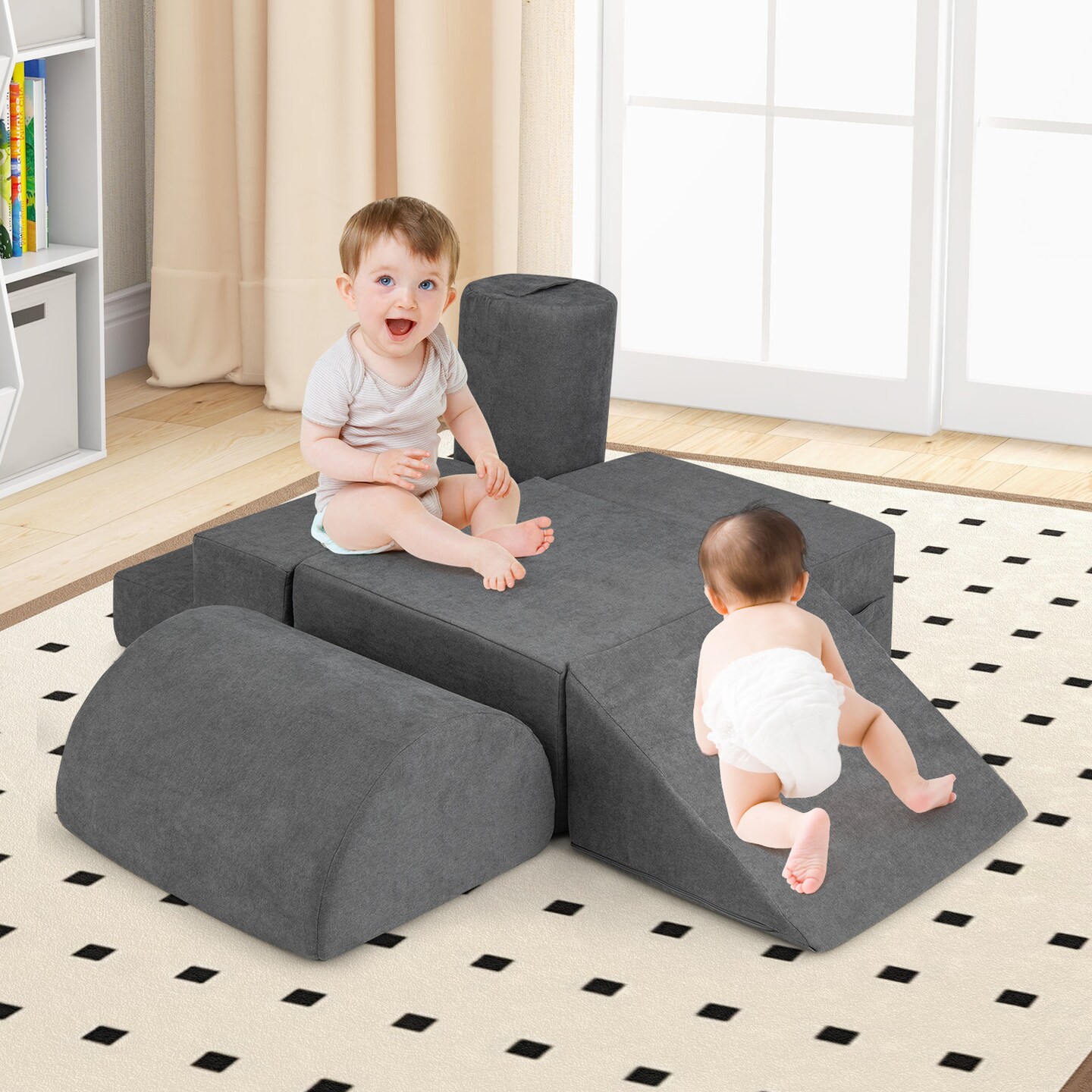 6-Piece Baby Climbing Blocks Play Set with High-Density Foam Ideal Educational Gift for Kids