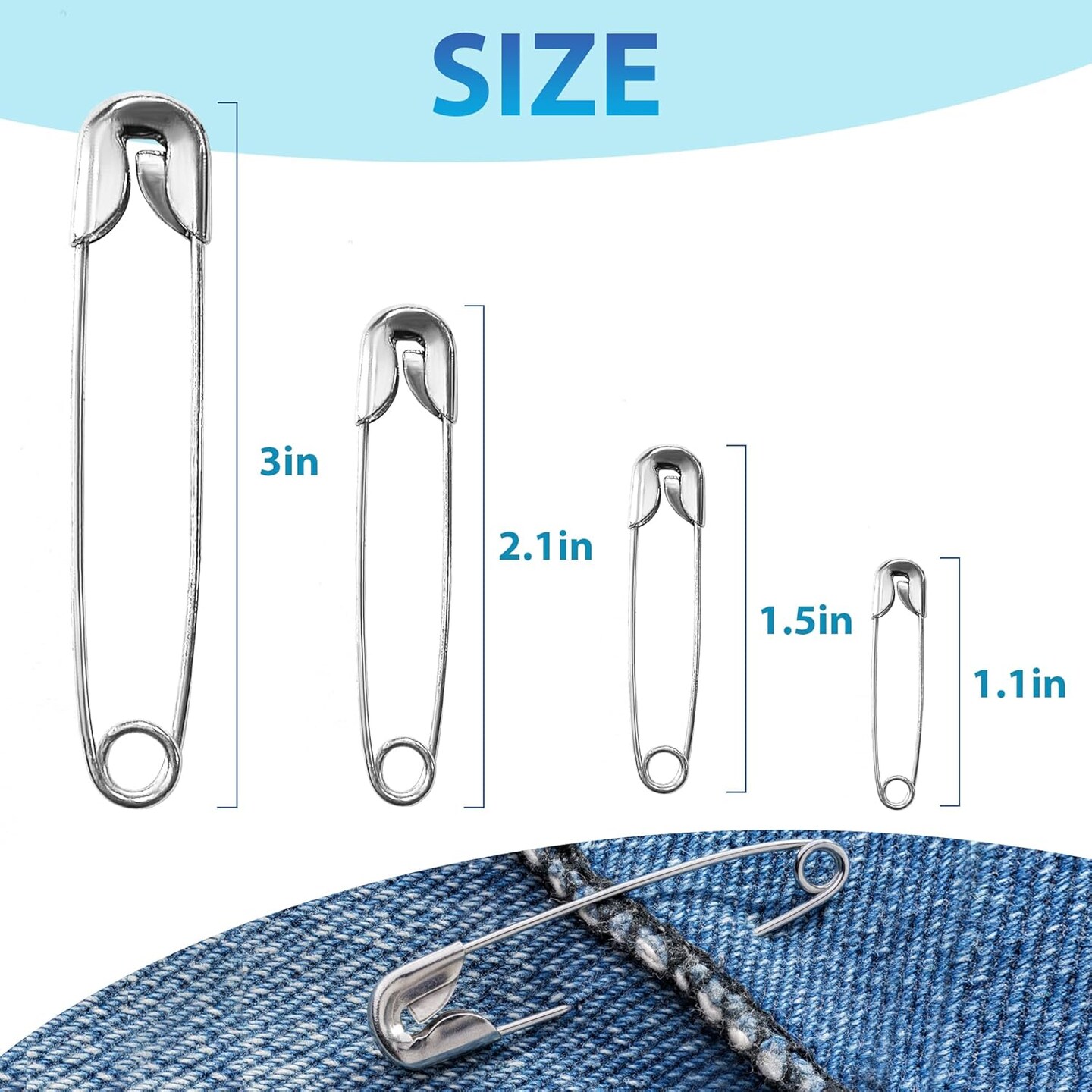 Safety Pins - 1000 PCS Small 1.1 Inch Rust-Resistant Nickel Plated Steel