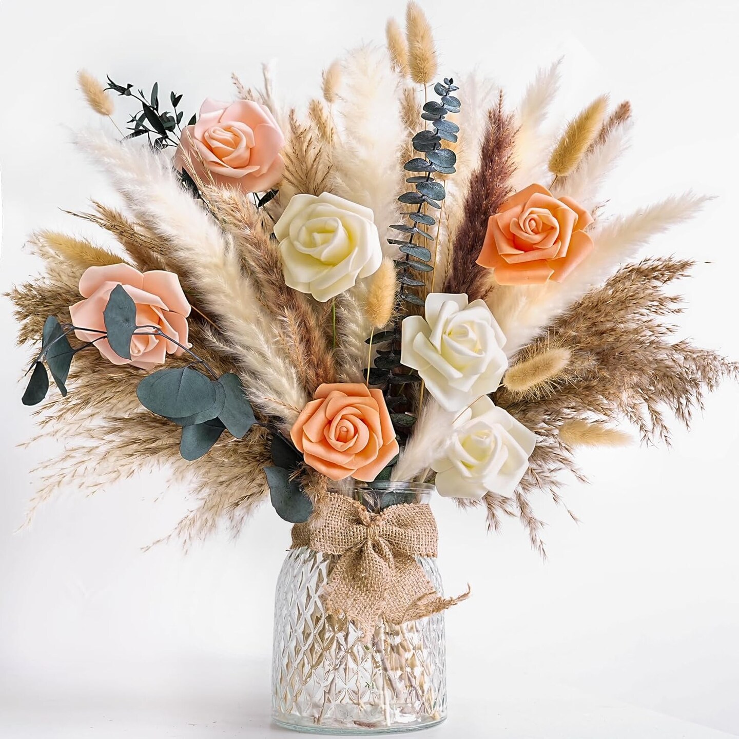 Dried Flower Bouquet | Pampas Grass Decor | Floral Arrangements for Home &#x26; Wedding | Boho, Rustic, and Modern Decorations
