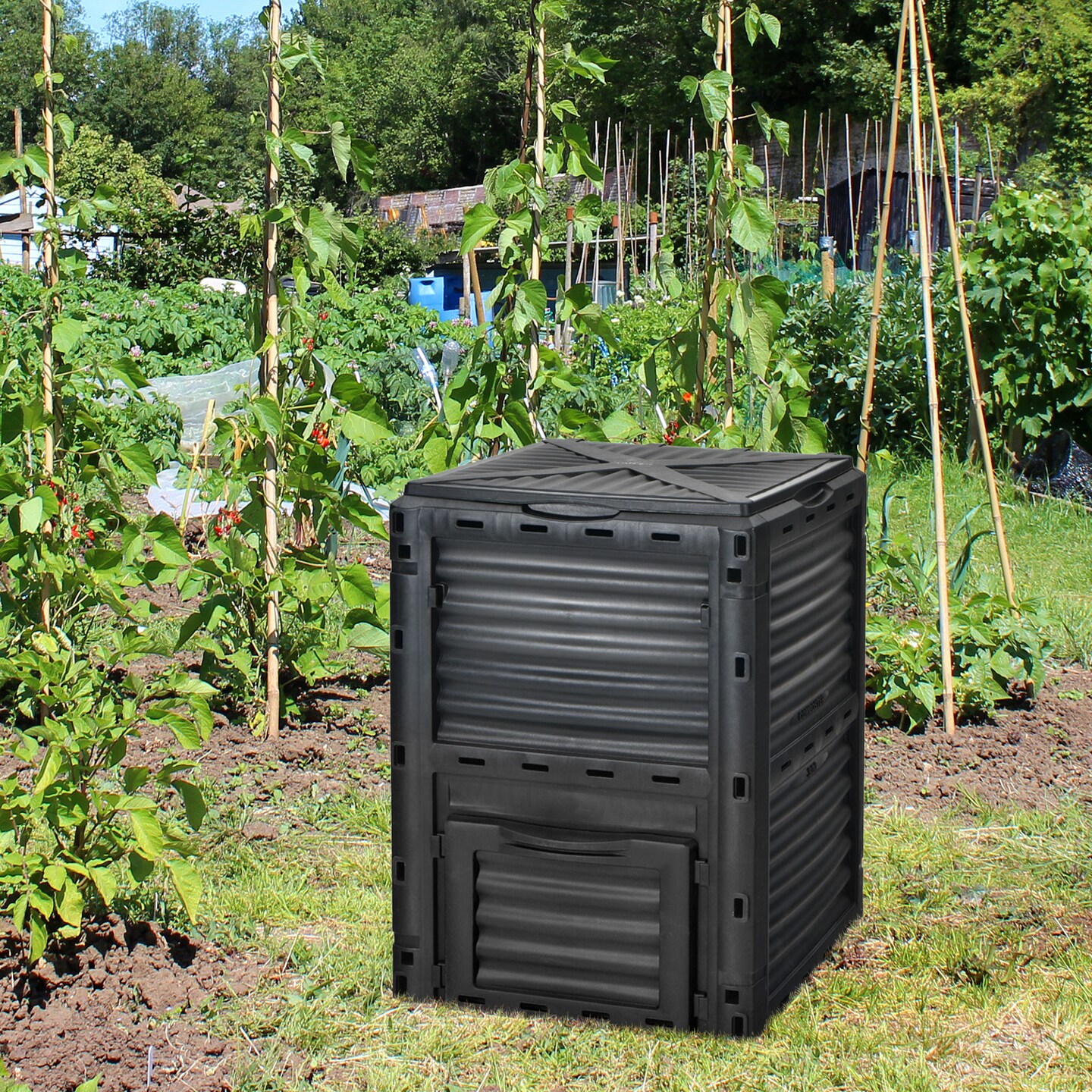 80-Gallon PP Composter Bin with Ventilation and Easy Access Door