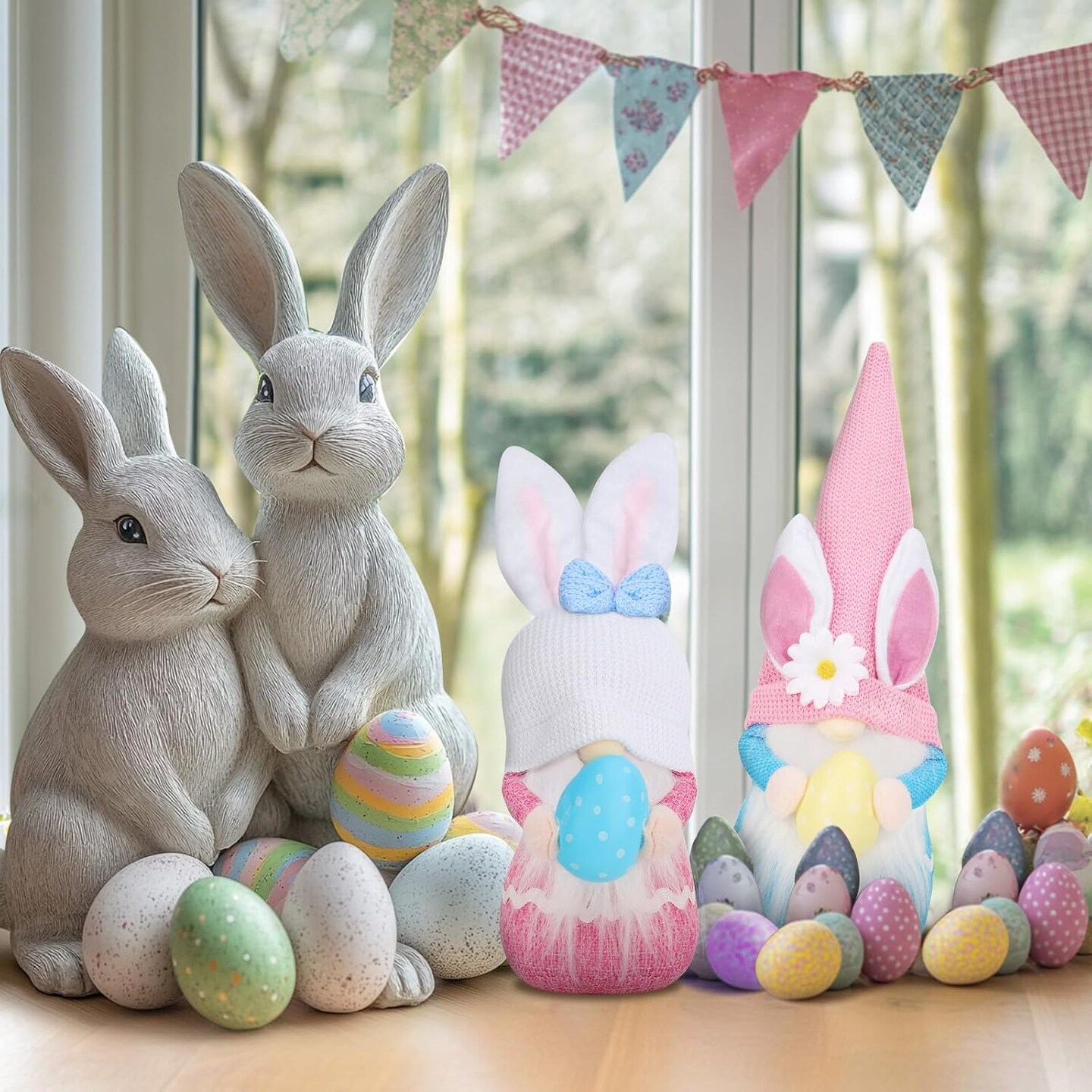 Easter Gnomes, 2PCS Handmade Easter Gnomes Plush Doll Easter Bunny Gnomes Decor Plush Elf Decorations