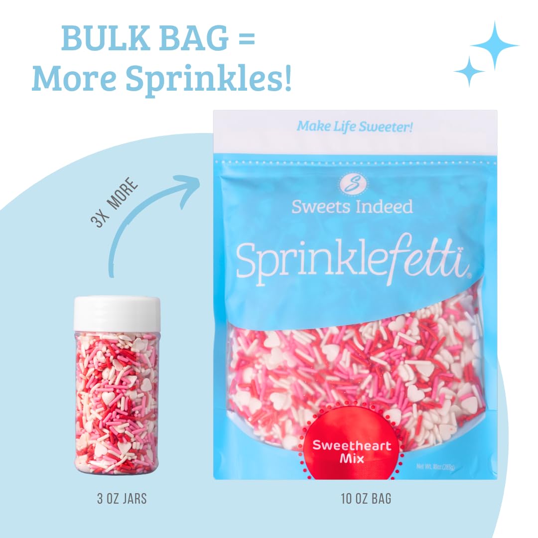 Sprinkles Bulk 10 ounce Edible Sprinkle Mix Perfect for Cake Decorations Baking Ice Cream Cookies Cupcake Topper (Sweatheart Jimmies)