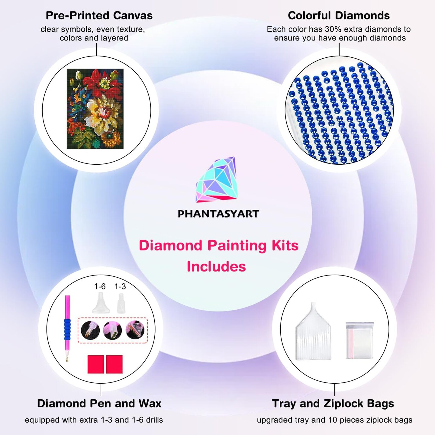 Diamond Painting Flowers-5D Diamond Art,Flowers Diamond Paintings for Adults