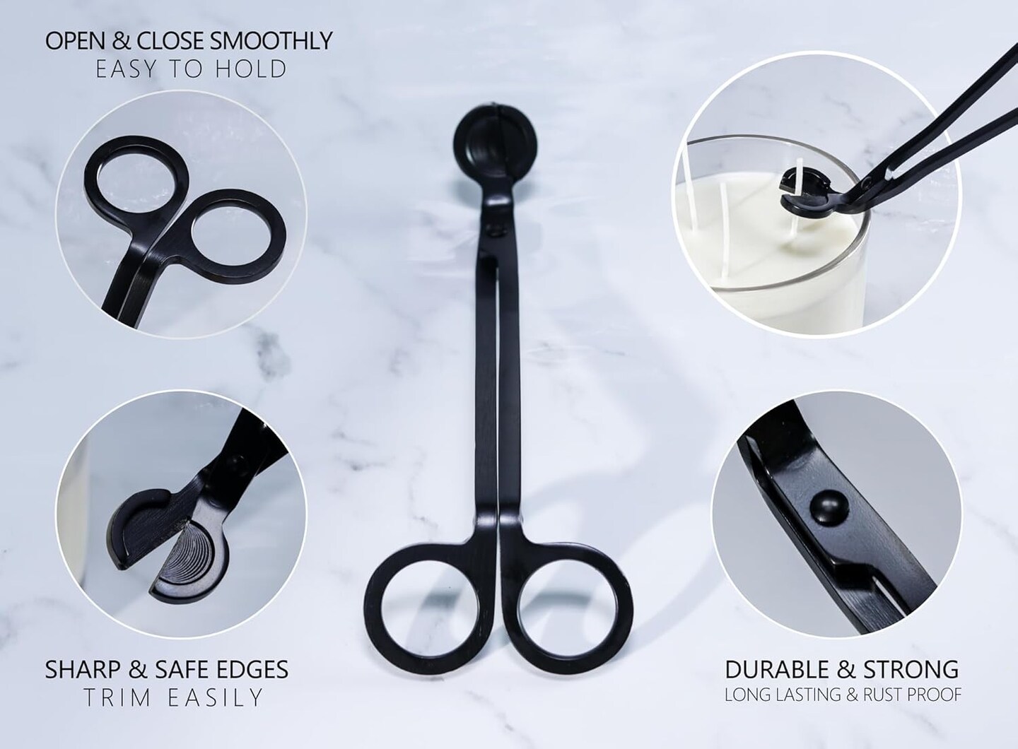 10PCS Candle Wick Trimmer Cutter, 7 Inch Bulk Wick Candle Accessories - Black