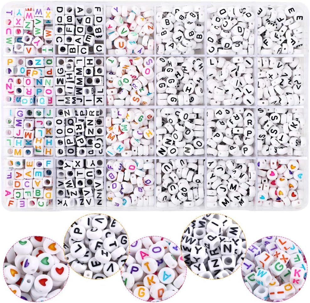 7600pcs Friendship Bracelet Kit Including 6000pcs 4mm Glass Seed Beads and 1600pcs Letter Beads for Bracelet Making