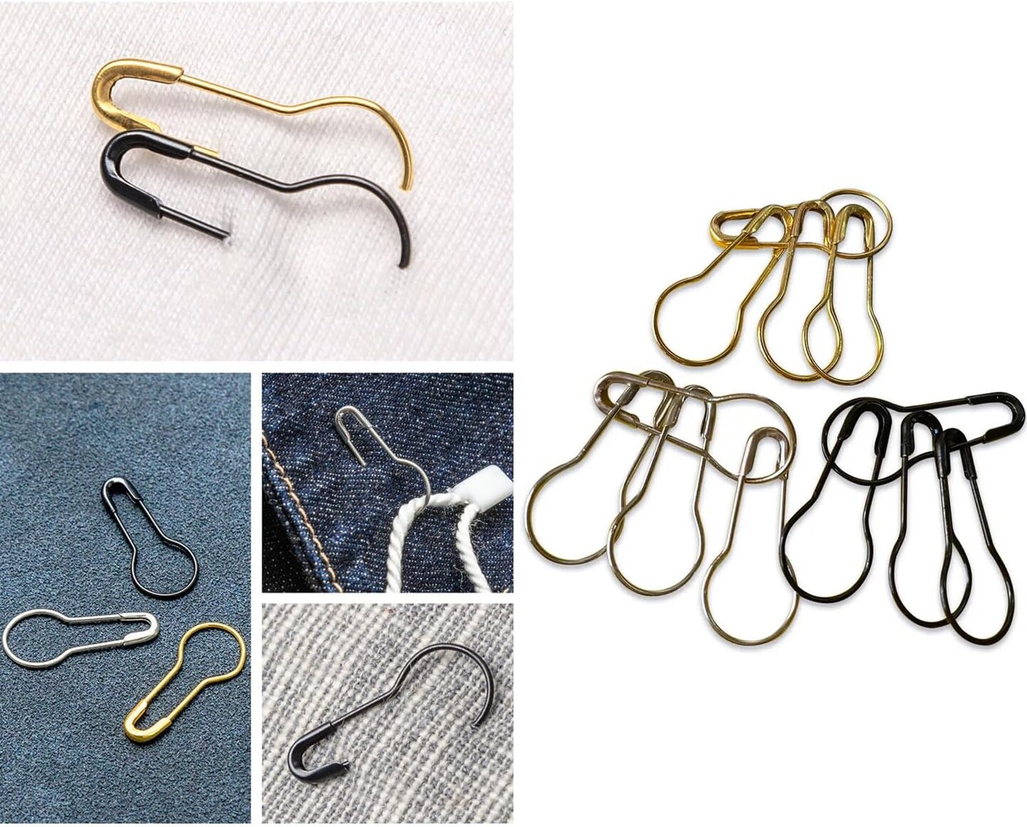 1000Pcs Metal Golden Safety Pins/Bulb Pin/Gourd Pin/Calabash Pin