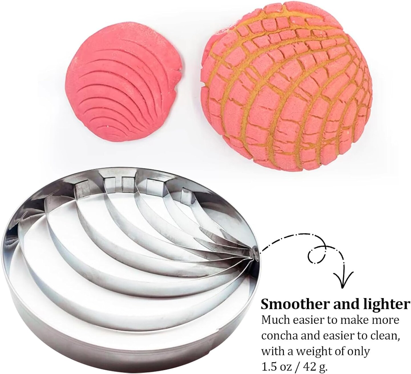 Concha Cutter Mexican Bread Mold 4.1in with 5 Sizes Pig Cookie Cutter Stainless Steel Concha Stamp Two Sided Mold for Baking Cookies, Cortador De Conchas De Pan Mexicano