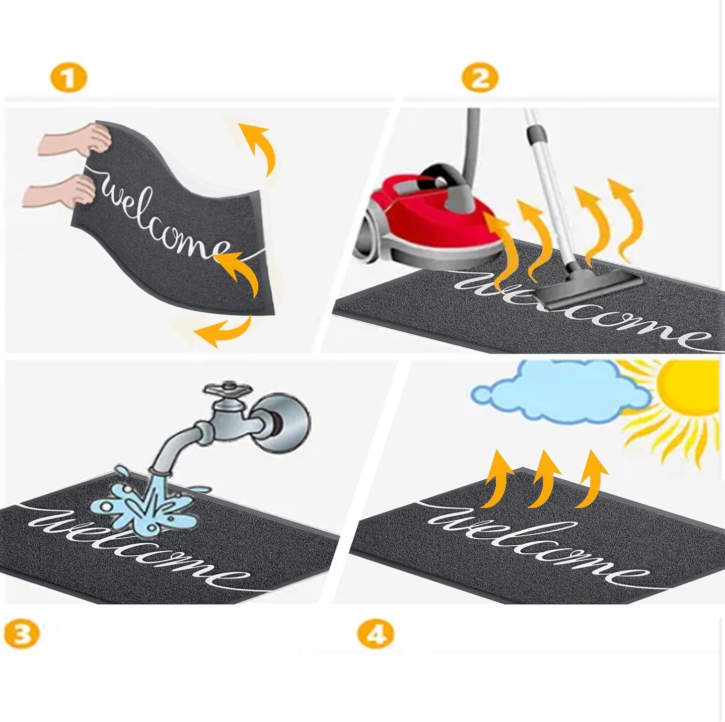 Door mat, Outdoor Indoor Welcome mat, Durable Non-Slip Easy to Clean Front Doormat, Entrance Rectangular Doormat