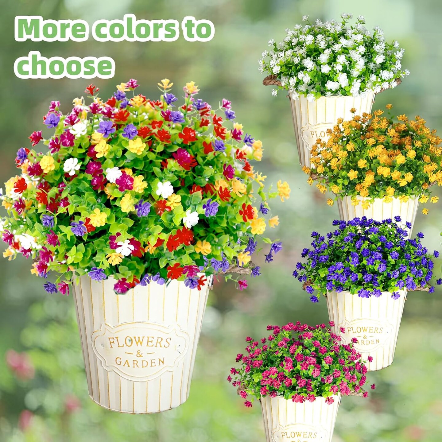 12 Bundles Artificial Flowers for Outdoors Fake Plants UV Resistant Plastic Flowers No Fade Faux Outdoor Flowers Plastic Greenery Faux Plants for Garden Planter Porch Window Decor(Multi Color)