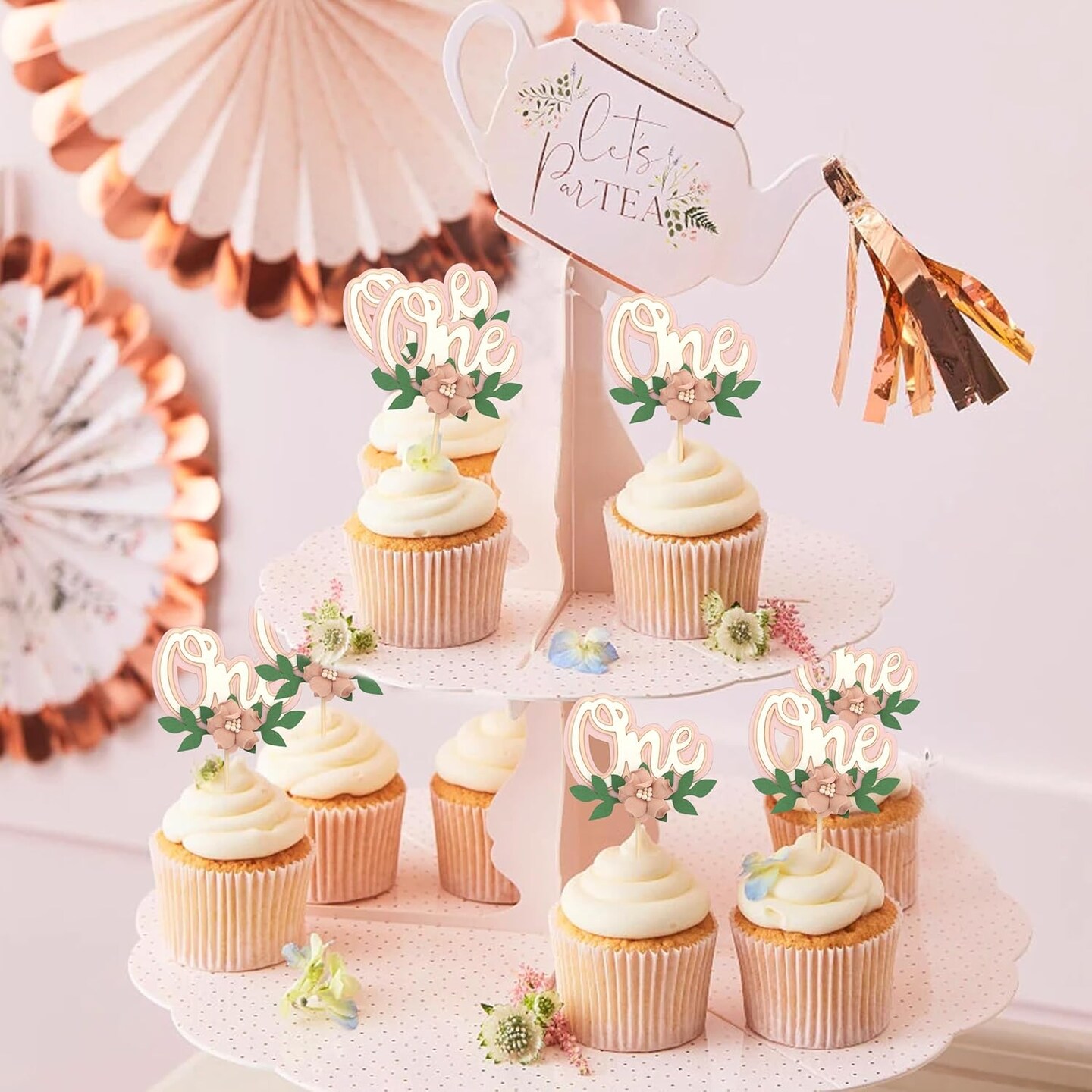 Blosome Floral Cupcake Topper-flower cake topper,Wild Flower Party Photo Props for Anniversary,Fairy Cupcake Topper,wedding Shower