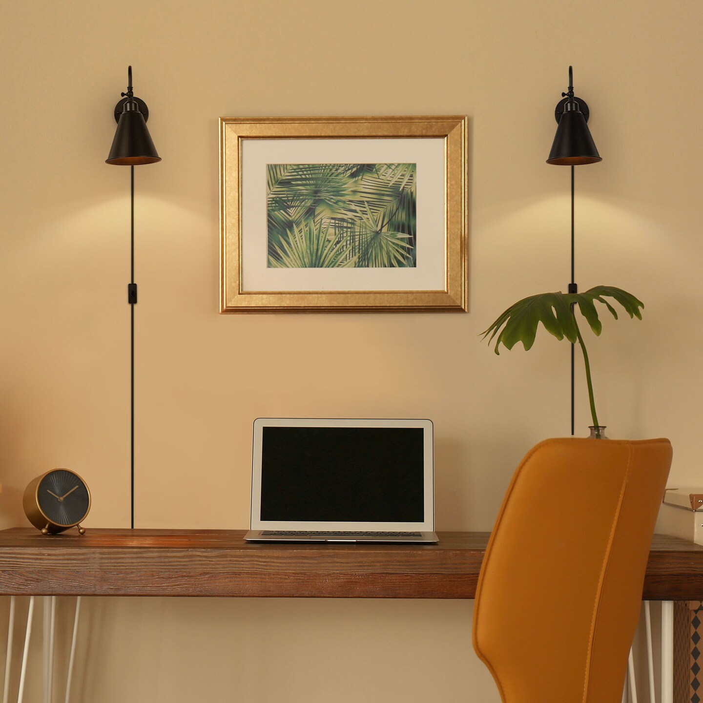 Set of 2 Vintage Swing Arm Wall Lamps – Adjustable Gooseneck Industrial Sconces for Bedroom, Study, or Office – Classic Brass Finish, Easy Installation