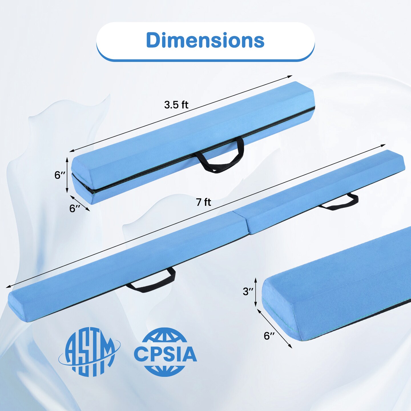 7 Feet Folding Balance Beam with Removable Suede Cover Suitable for Improve All Skill Levels