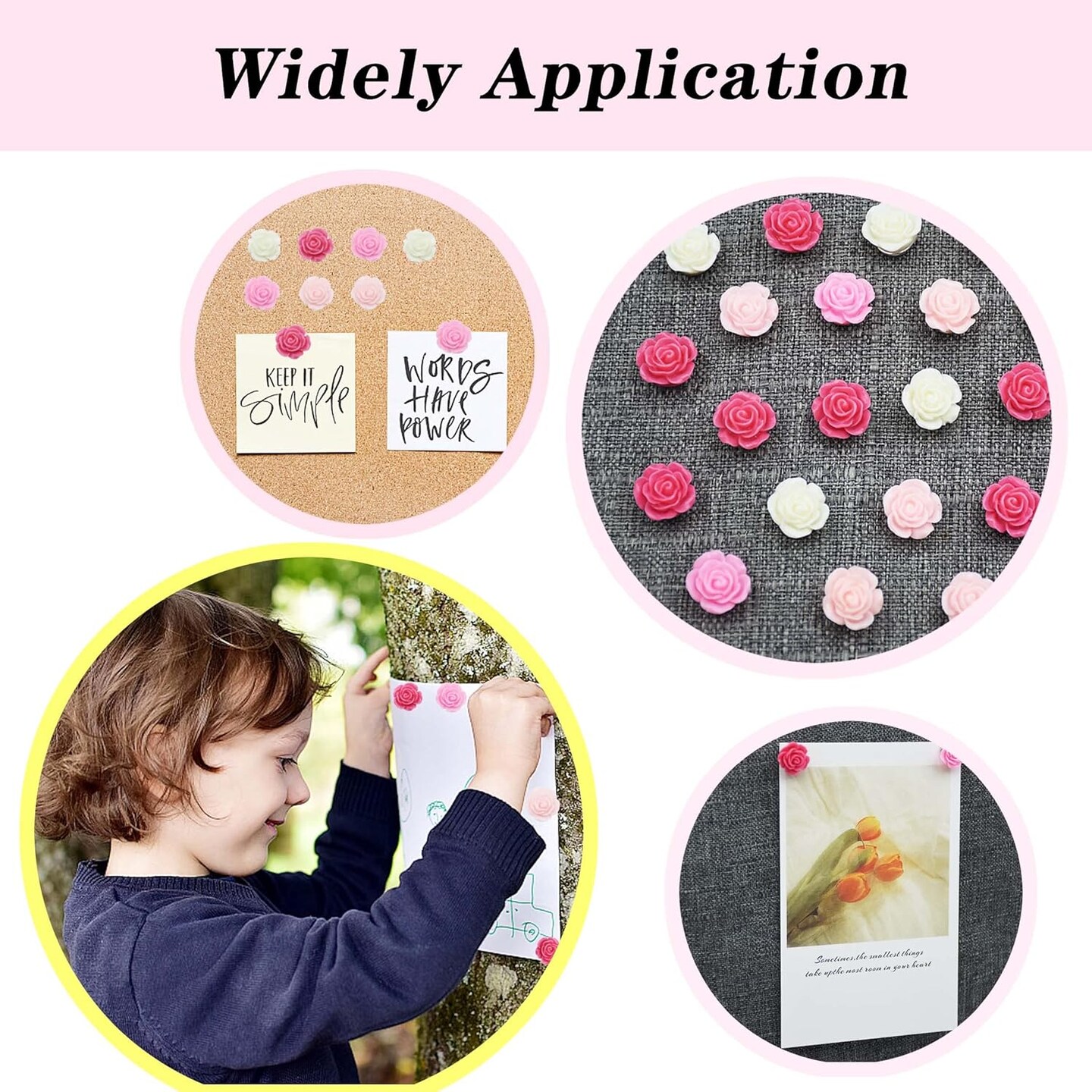 60-Pack Red Rose Decorative Pushpins – Gradient Flower Thumb Tacks for Cork Boards, Office, School, or Home Organization