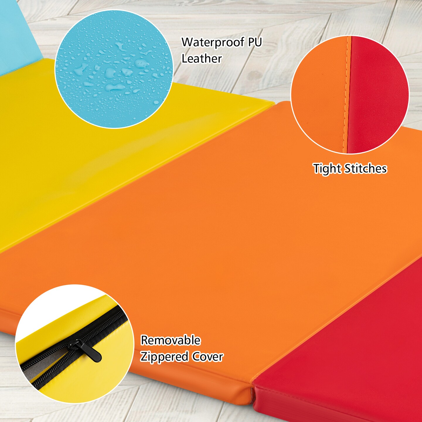 Multi-Color PU Folding Gymnastics Mat with EPE Foam for Kids Fitness and Play