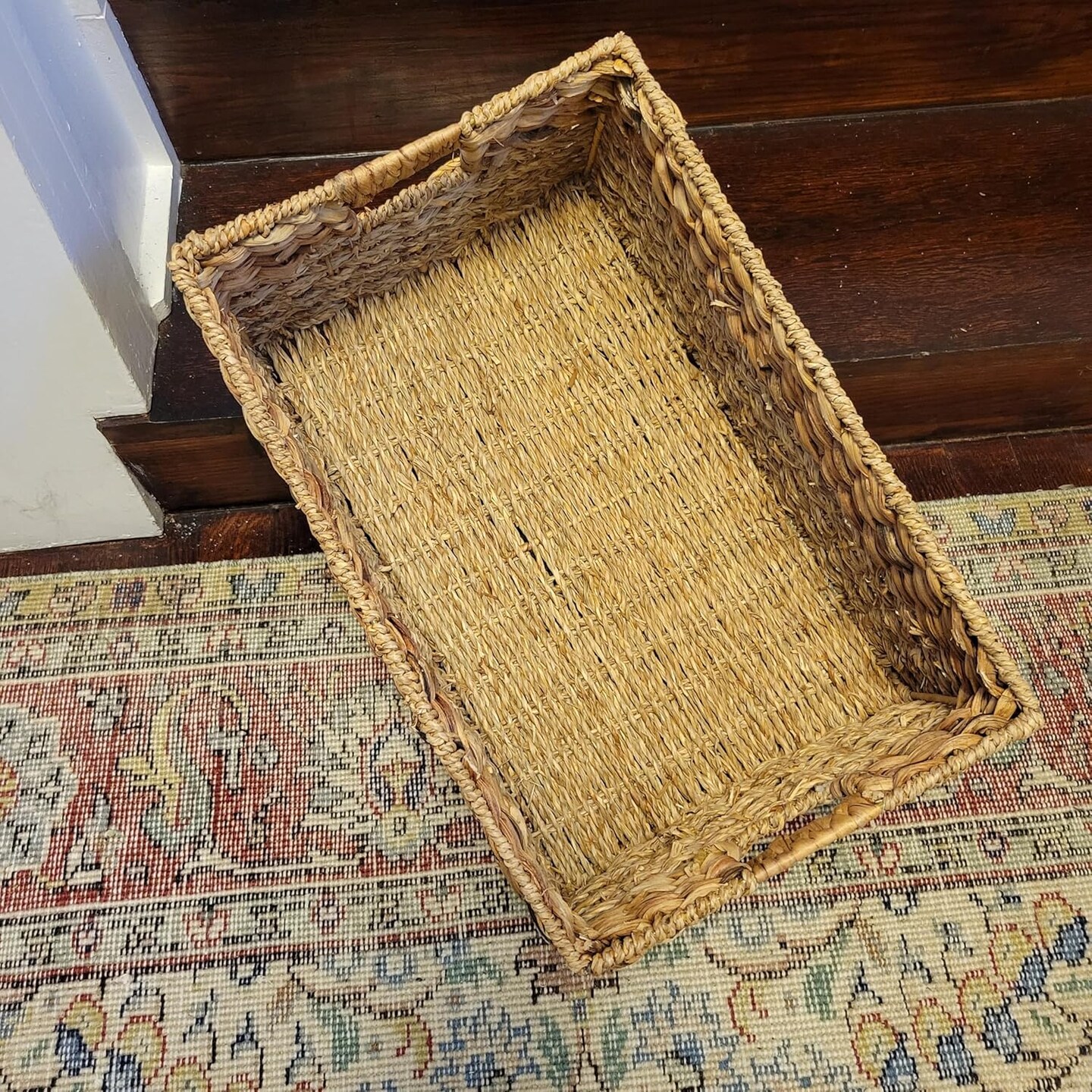Spring Large Wicker Storage Basket with handles, Natural, Woven, Seagrass and Hyacinth Organizing Baskets for Shelves, Pantry, Bathroom