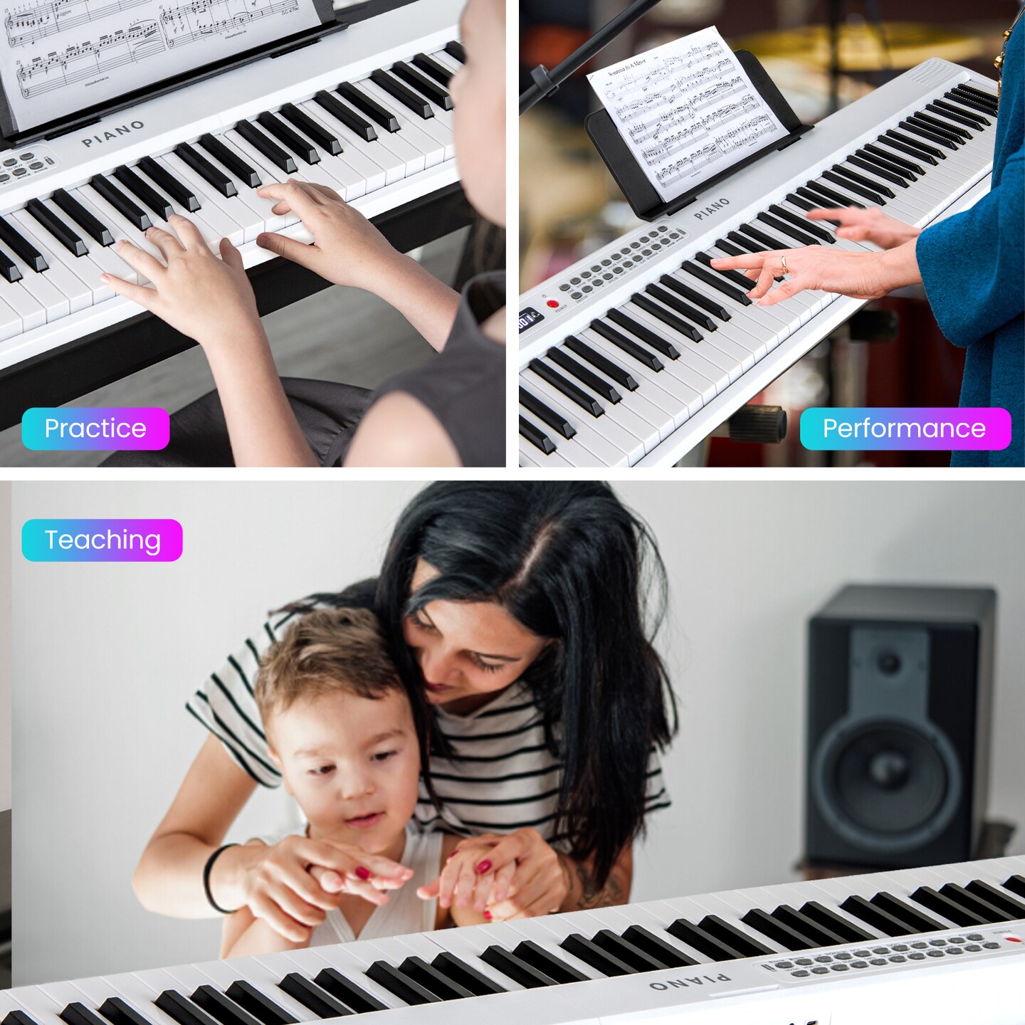 88 Key Foldable Electronic Keyboard Piano with Wireless MIDI Suitable for Kids, Teenagers and Adult
