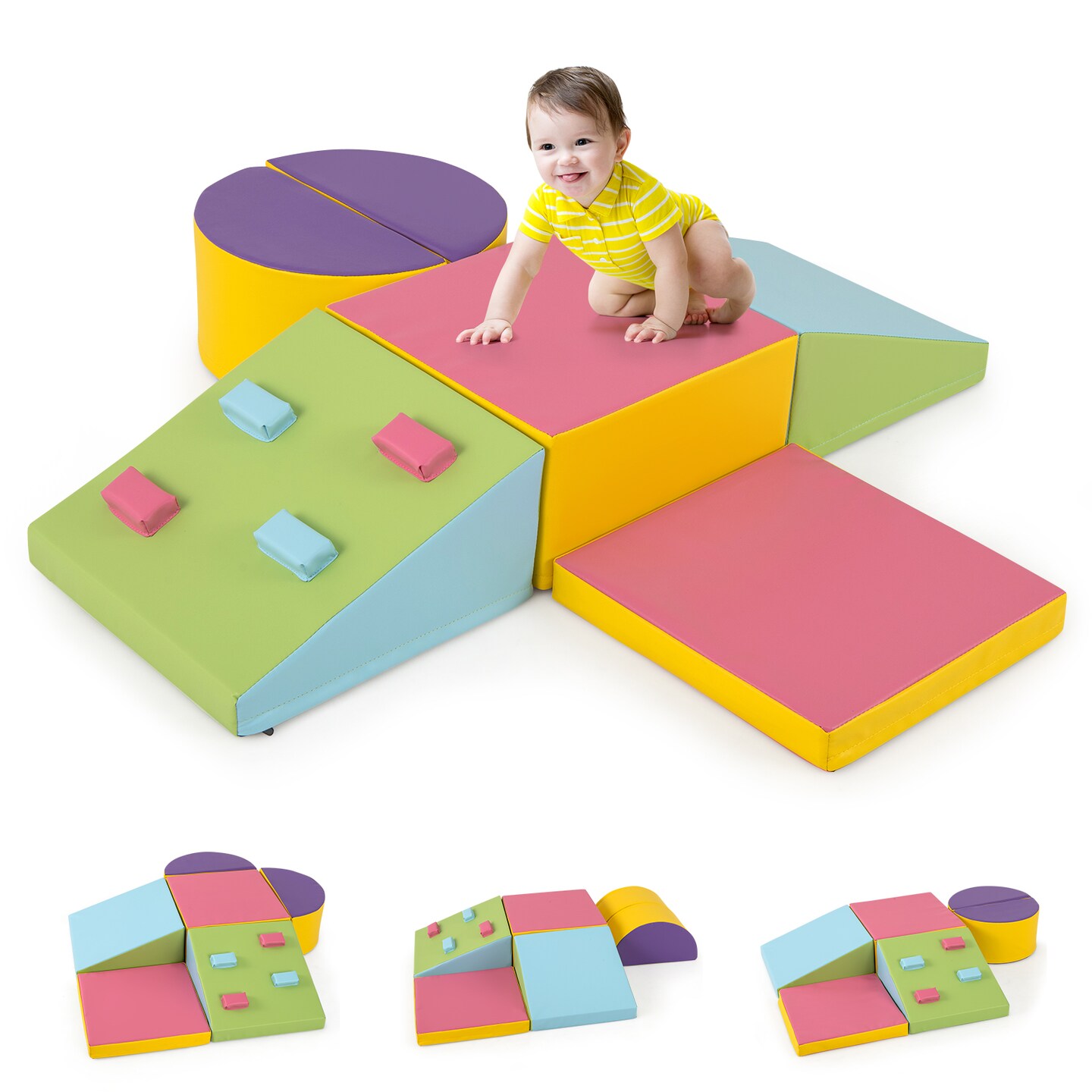 PU Leather Foam Climbing Set for Kids with Cuboids and Triangles