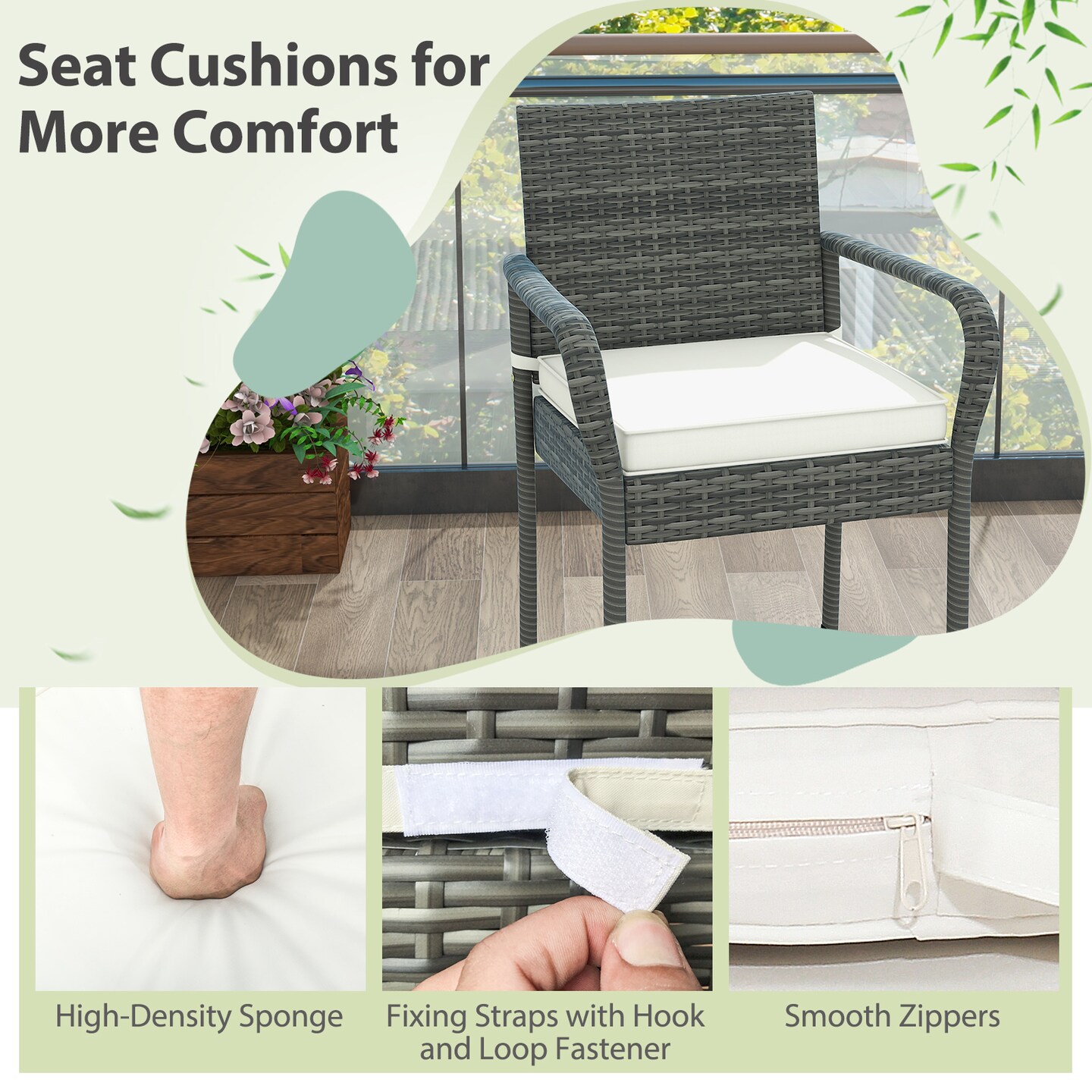 Set of 2 Patio Wicker Barstools with Armrests and Soft Cushions Ideal for Outdoor Use