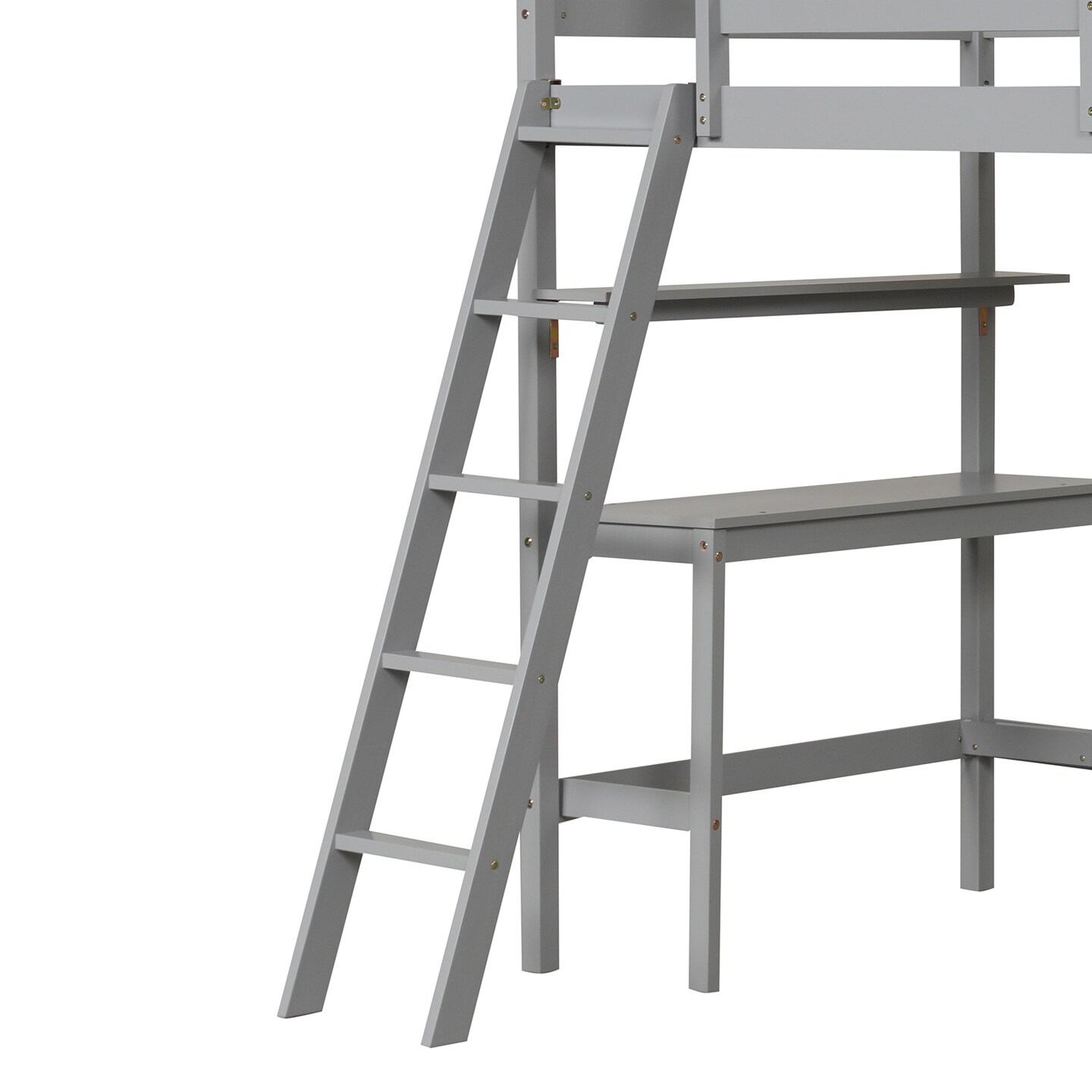 Twin Loft Bed with Desk and Bookshelves for Kids and Teens