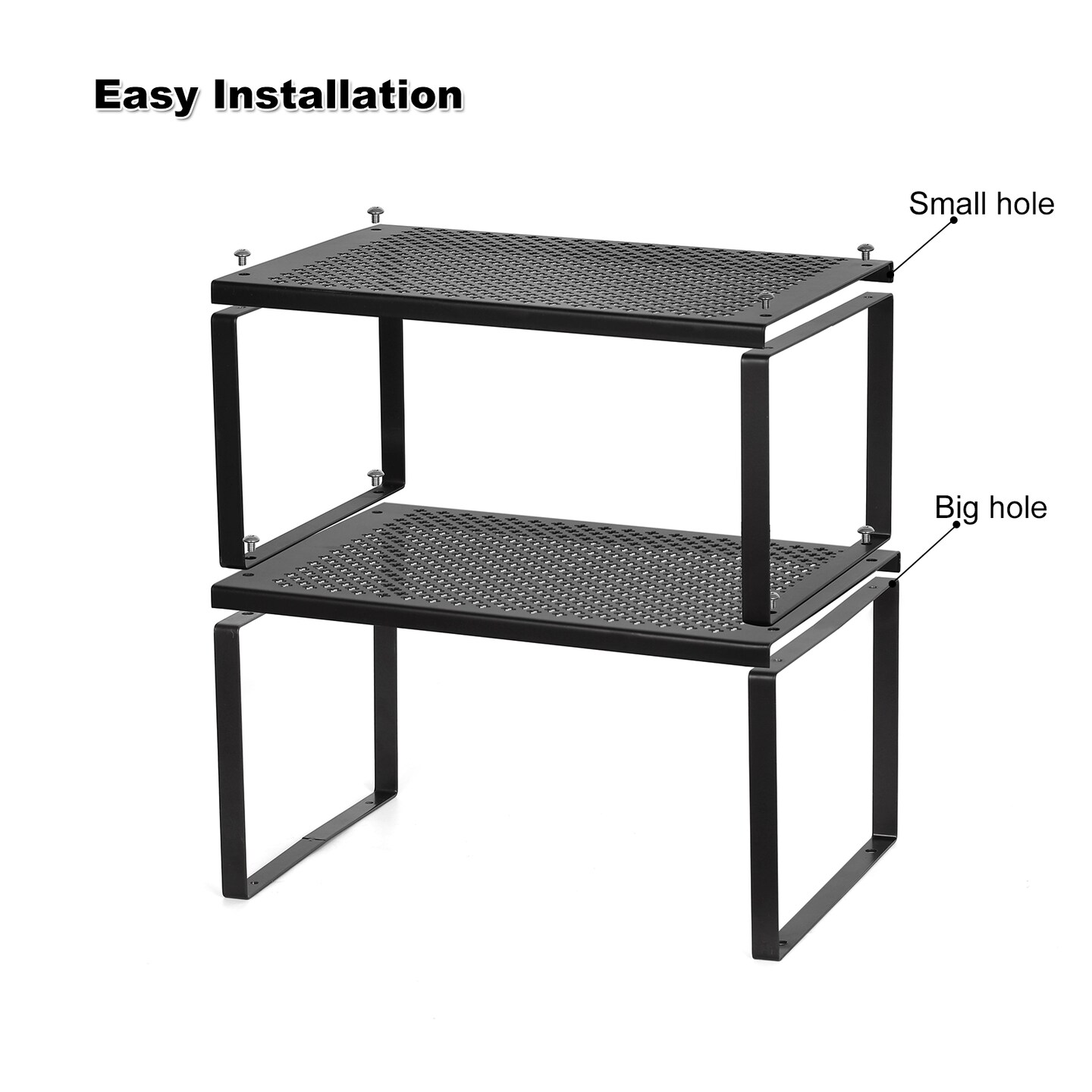 2-Pack Expandable &#x26; Stackable Kitchen Shelf Organizers &#x2013; Heavy-Duty Metal Cabinet &#x26; Countertop Storage for Plates, Cups, Cans (12.7-23.9&#x201D; Adjustable)