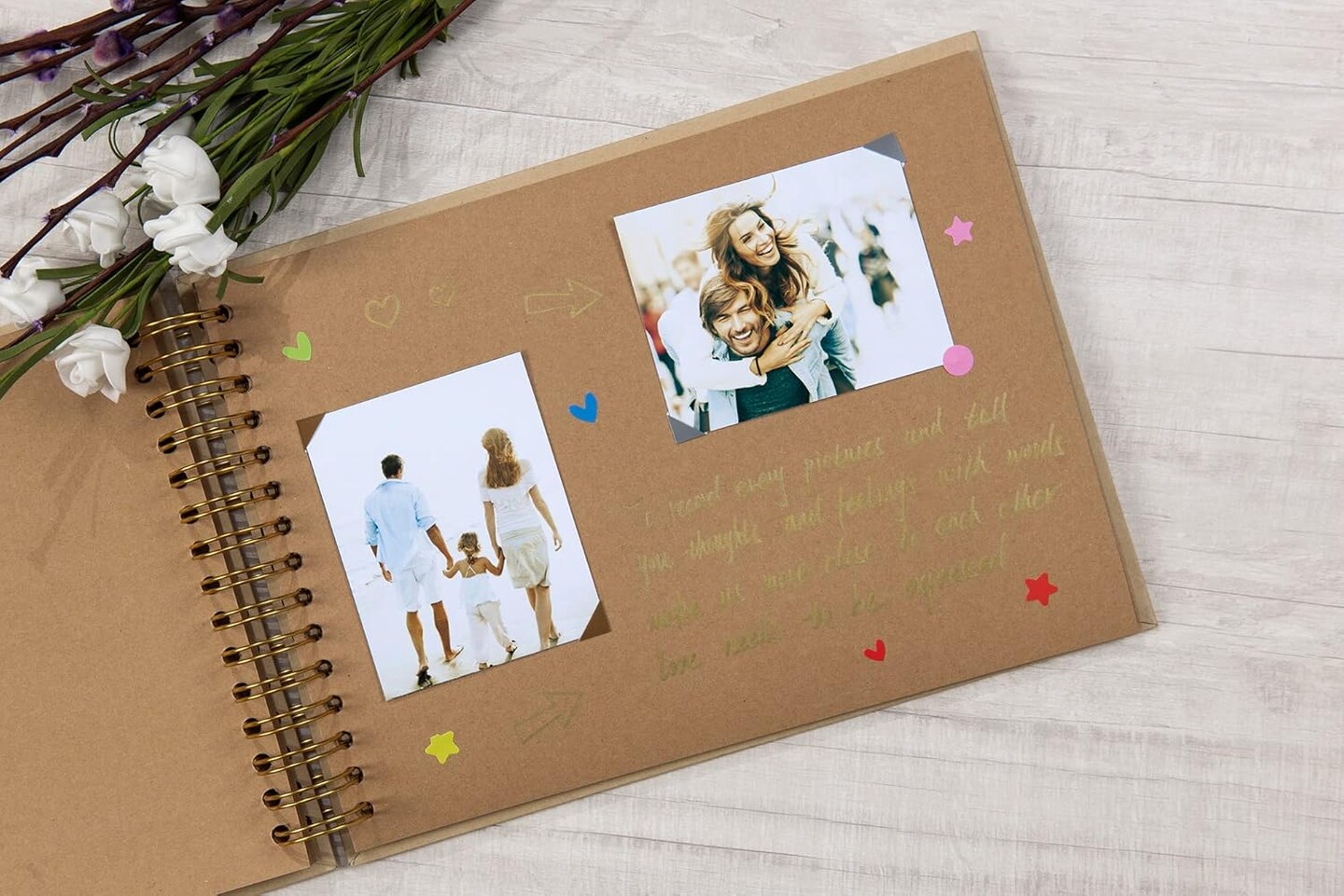 Large DIY Scrapbook Photo Album 80 Pages Thick Kraft Paper Scrap Book Albums for Wedding Anniversary Family and Baby (Brown)