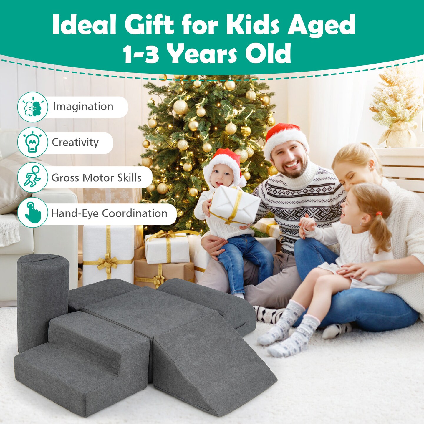 6-Piece Baby Climbing Blocks Play Set with High-Density Foam Ideal Educational Gift for Kids
