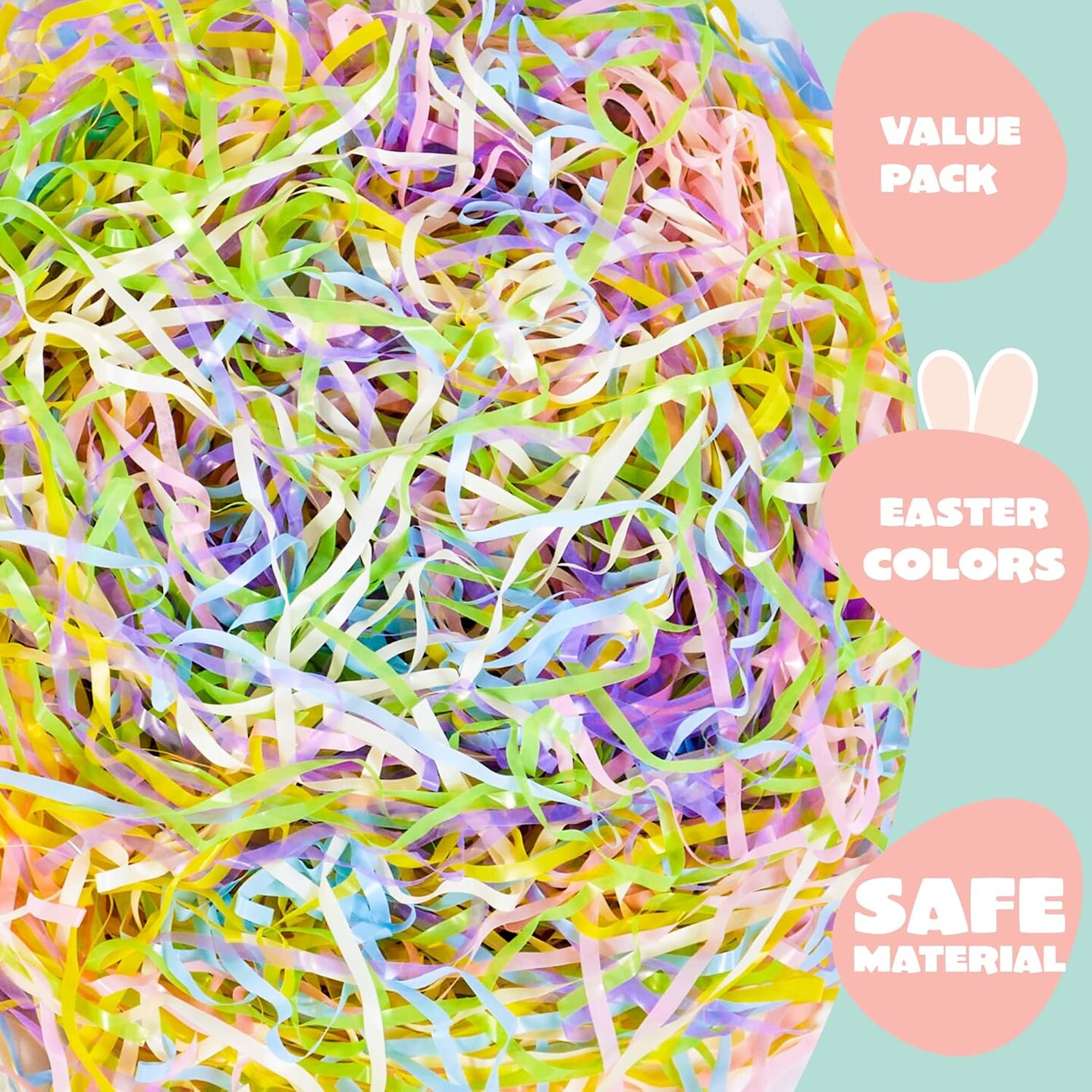 12 Oz Easter Plastic Grass in 6 Colors Shred Packaging Filler for Basket Filling