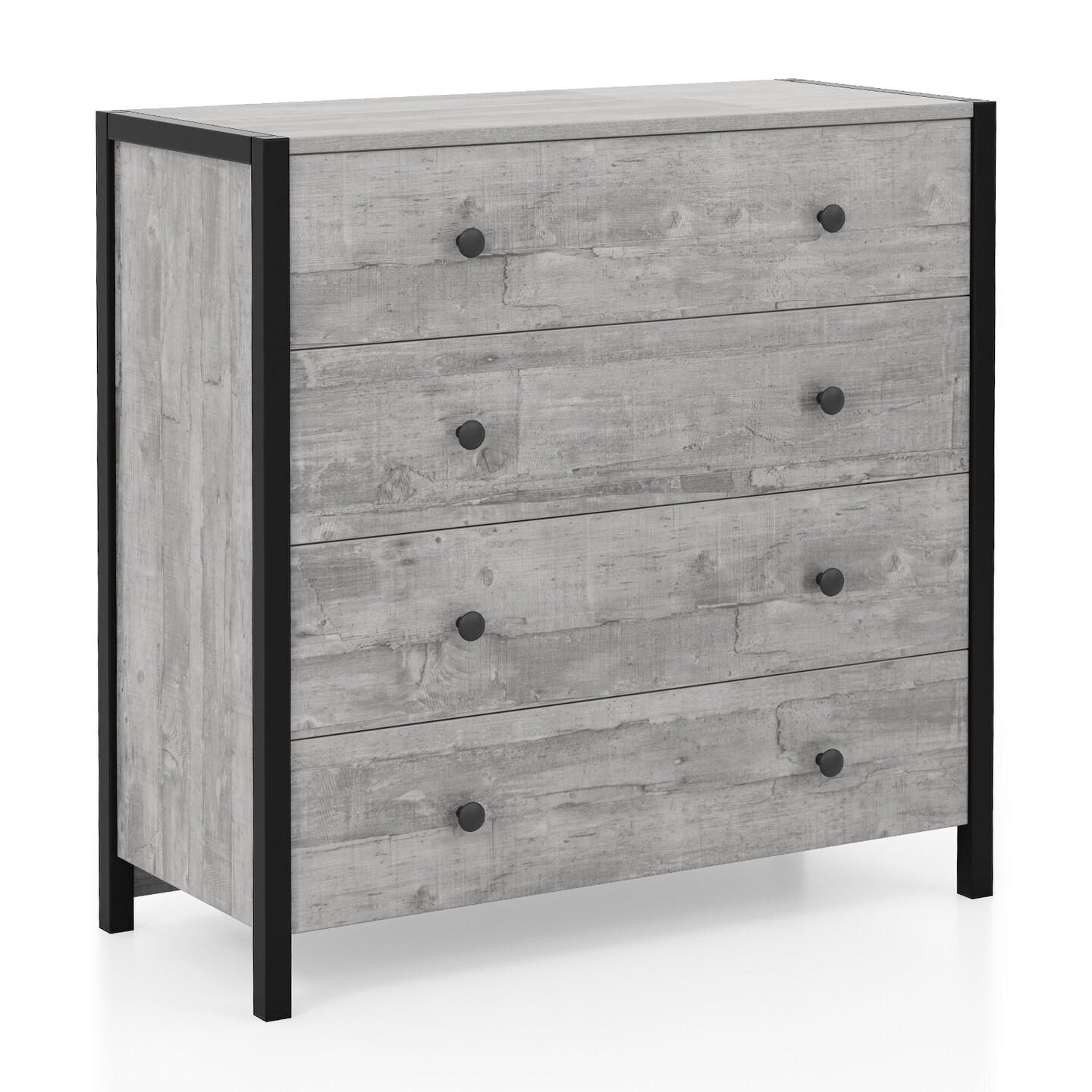 4-Drawer Dresser with Metal Knobs and Anti-Tip Safety Design