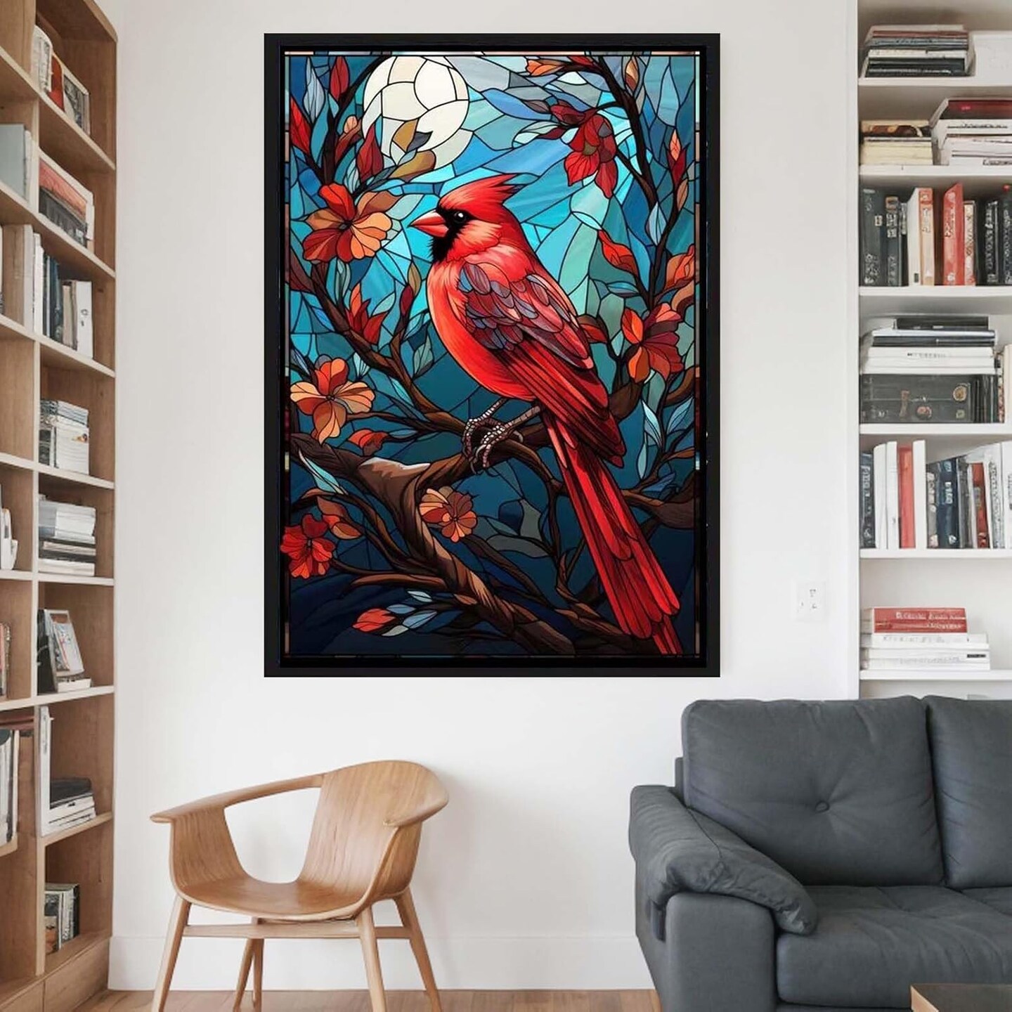 Diamond Painting Kits for Adults,Cardinal Bird 5D Diamond Art Kits Adults for Beginners,DIY Full Drill Diamond Dots with Diamonds Gem Art for Home Wall Decor 12x16inch