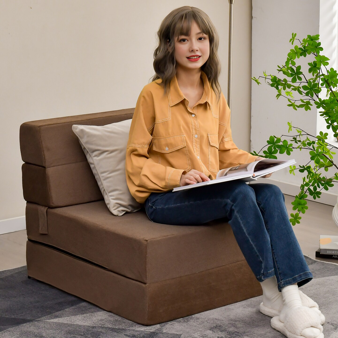 Flocking Sofa Bed Mattress with Sponge Filling and Magic Stick