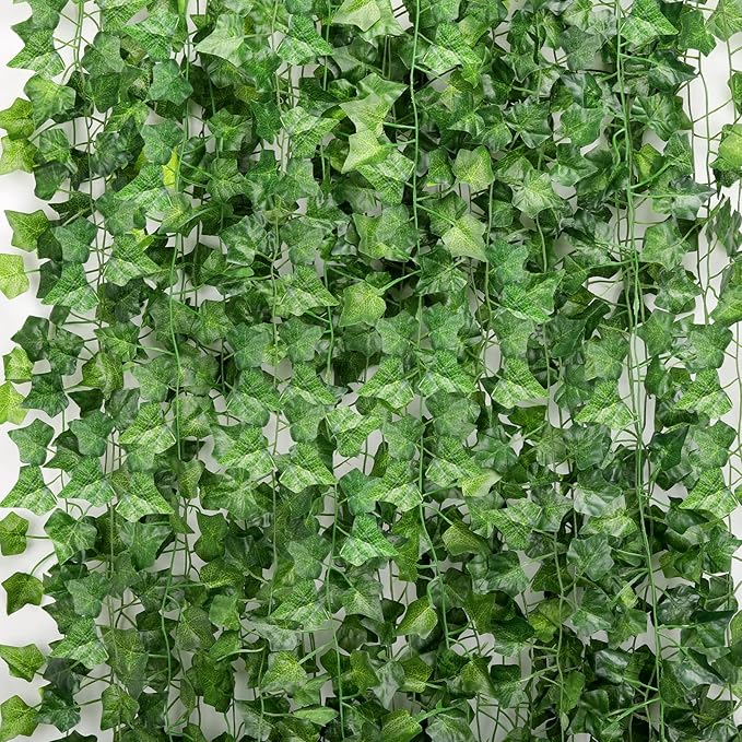 36 Strands 248FT Fake Ivy Garlands Leaves Artificial Vines Faux Green Hanging Plants for Bedroom Wall House Decor Outdoor Wedding Photography Backdrops, Non-discoloring