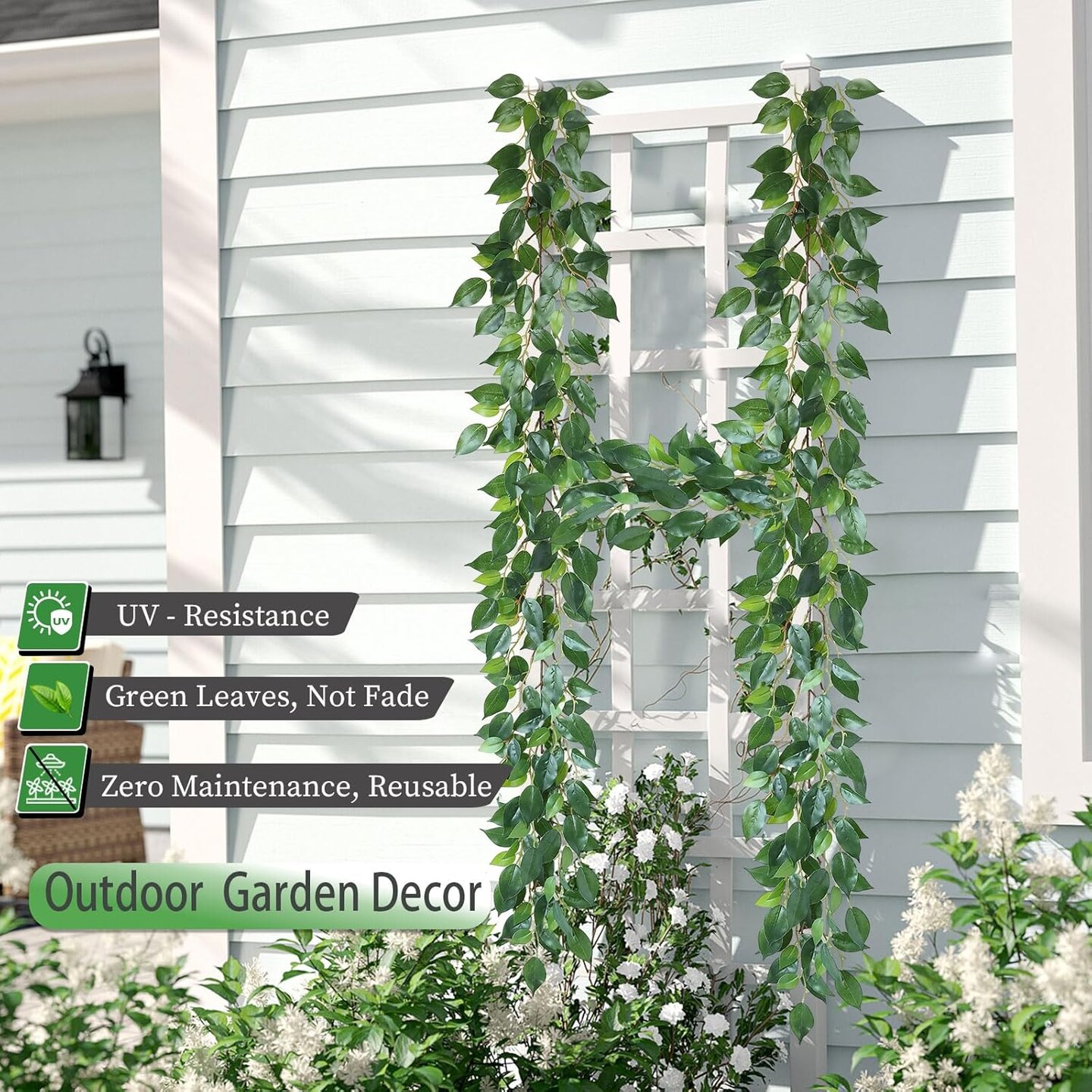 Artificial Vines Garland 42&#x27;&#x27; Fake Ficus Vine Greenery Garland Silk Green Leaves Decoration Faux Hanging Plants for Wedding Table Centerpieces Wall Room Decor
