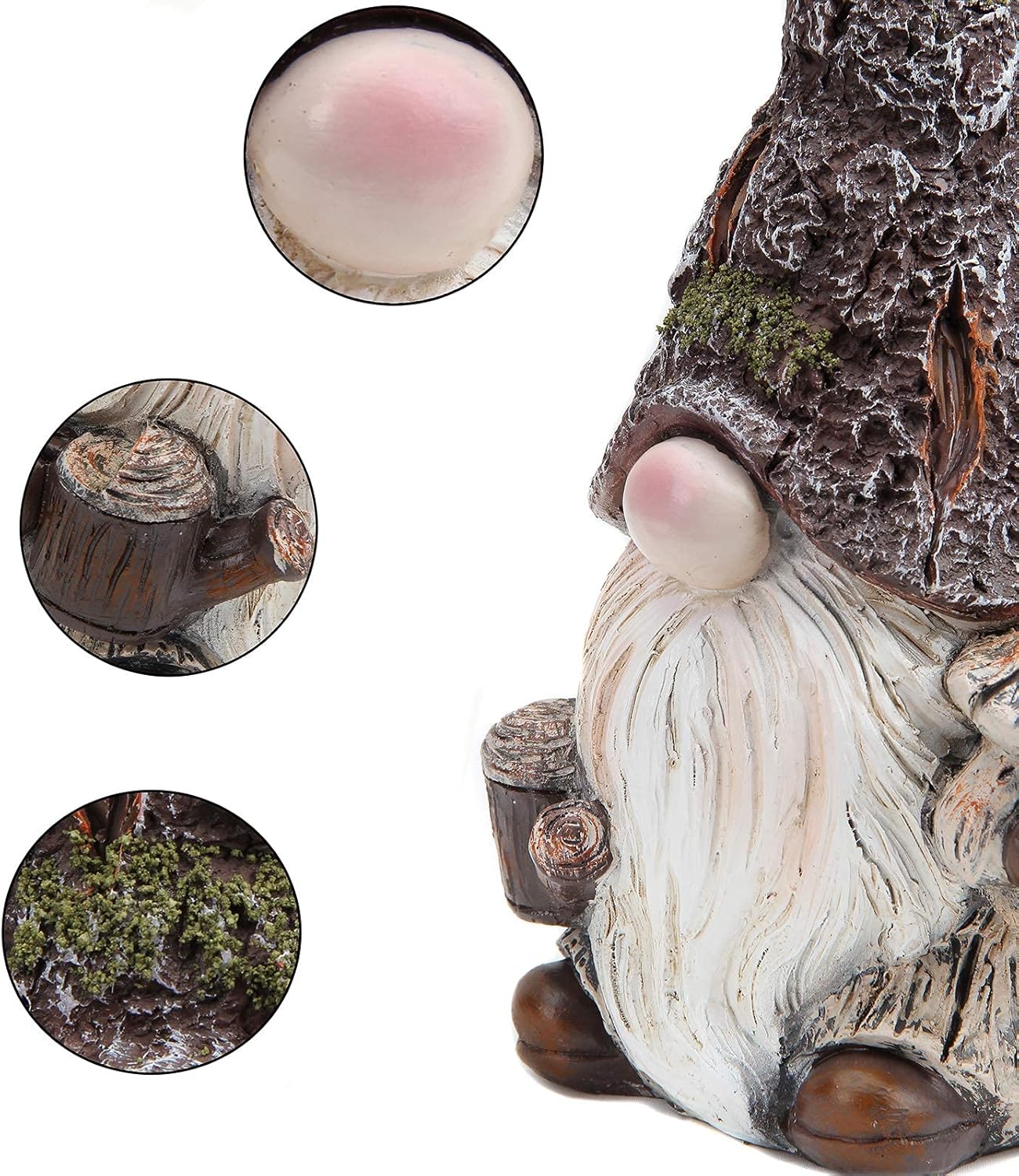 Garden Gnomes Statue Decor, Outdoor Decorations, Indoor Figurine Woodstone Color for Home Decoration