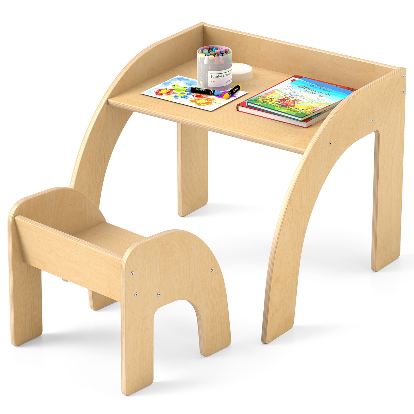 Plywood Kids Table and Chair Set with Spacious Safe Design and Ergonomic Seat