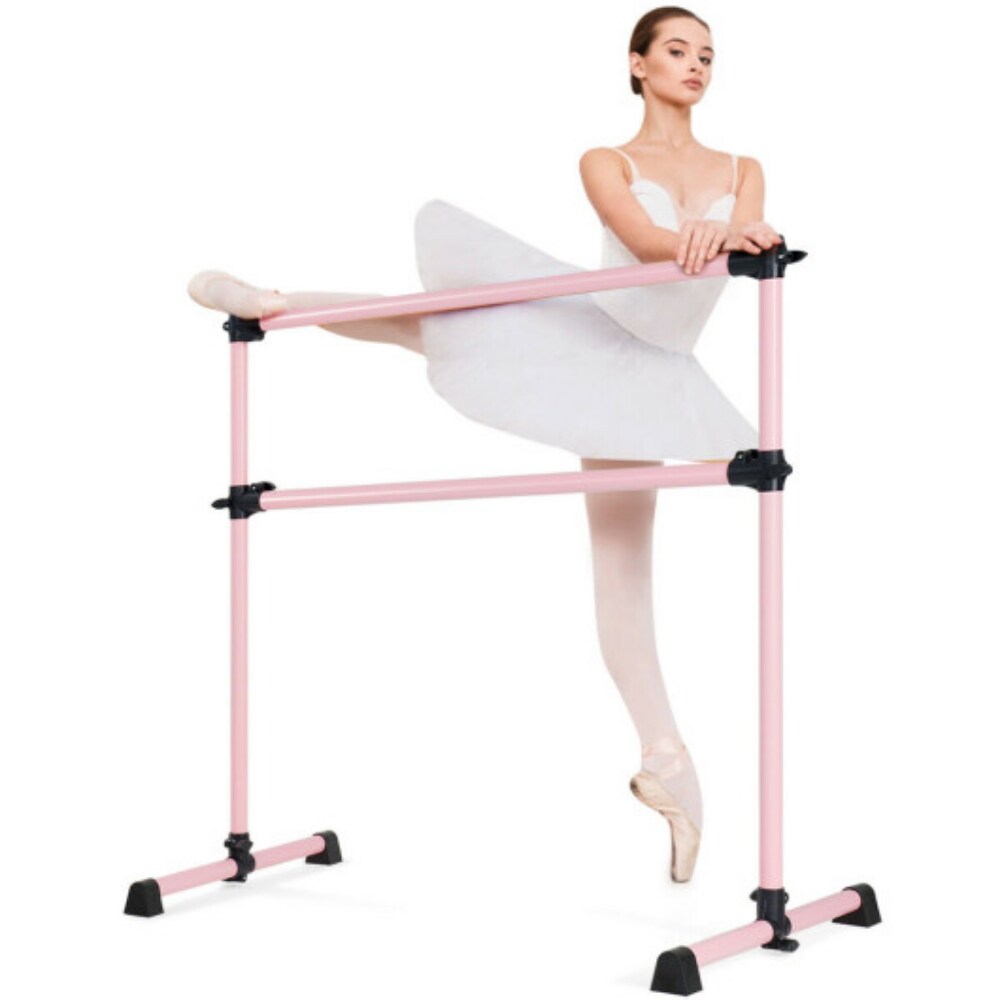 Adjustable Freestanding Ballet Barre with Double Poles and Non-Slip Feet