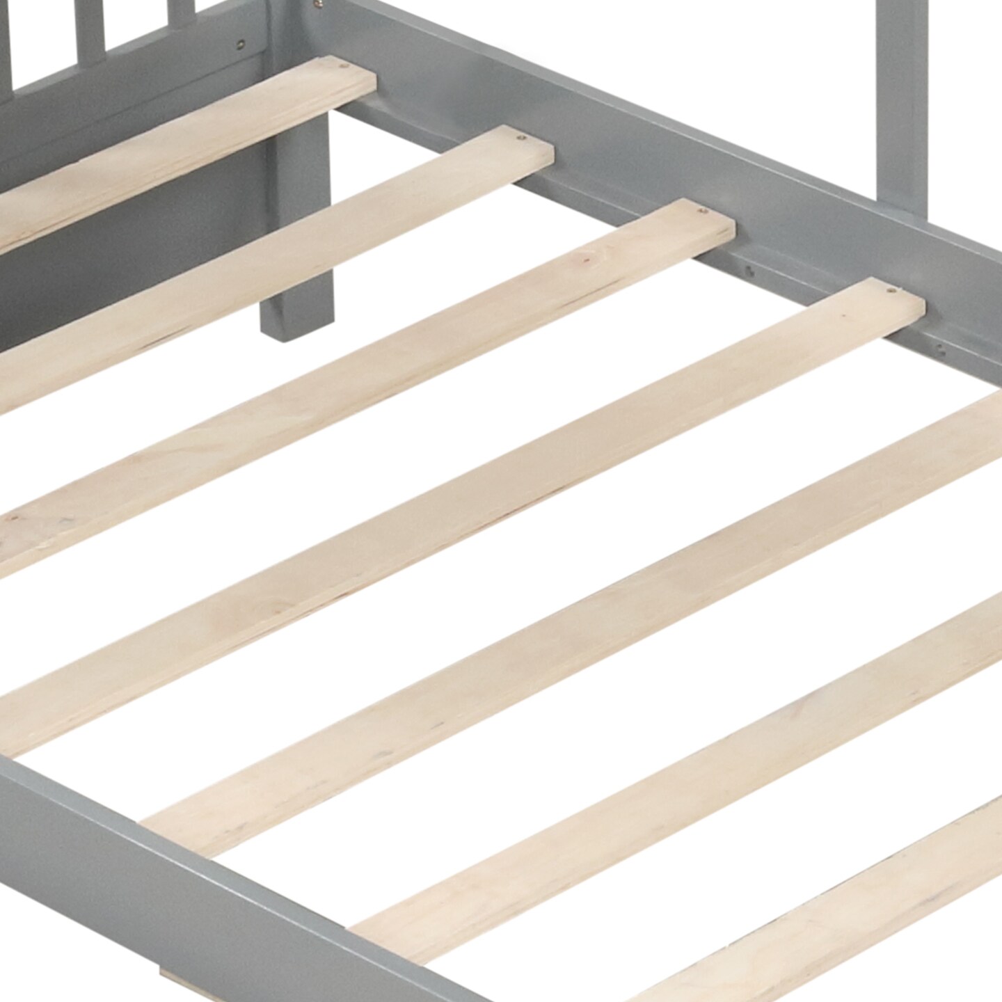 Twin Size Pine Wood House Bed with Storage Drawers, Guardrails and Shelves