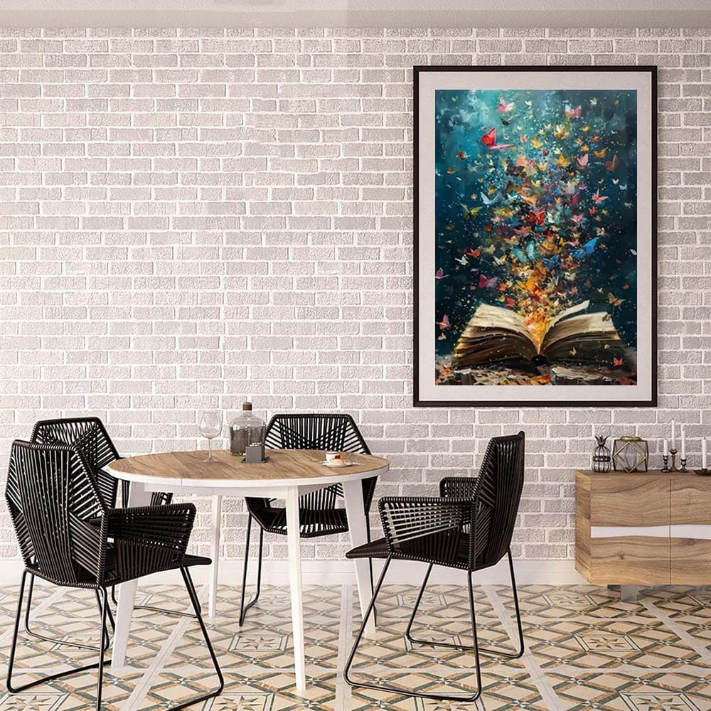Diamond Painting Kits for Adults Beginner,Butterfly On Book Page Diamond Art Kits,DIY 5D Full Drill Paint by Diamonds with Paintings Arts and Crafts for Home Decor 12 X 16Inch