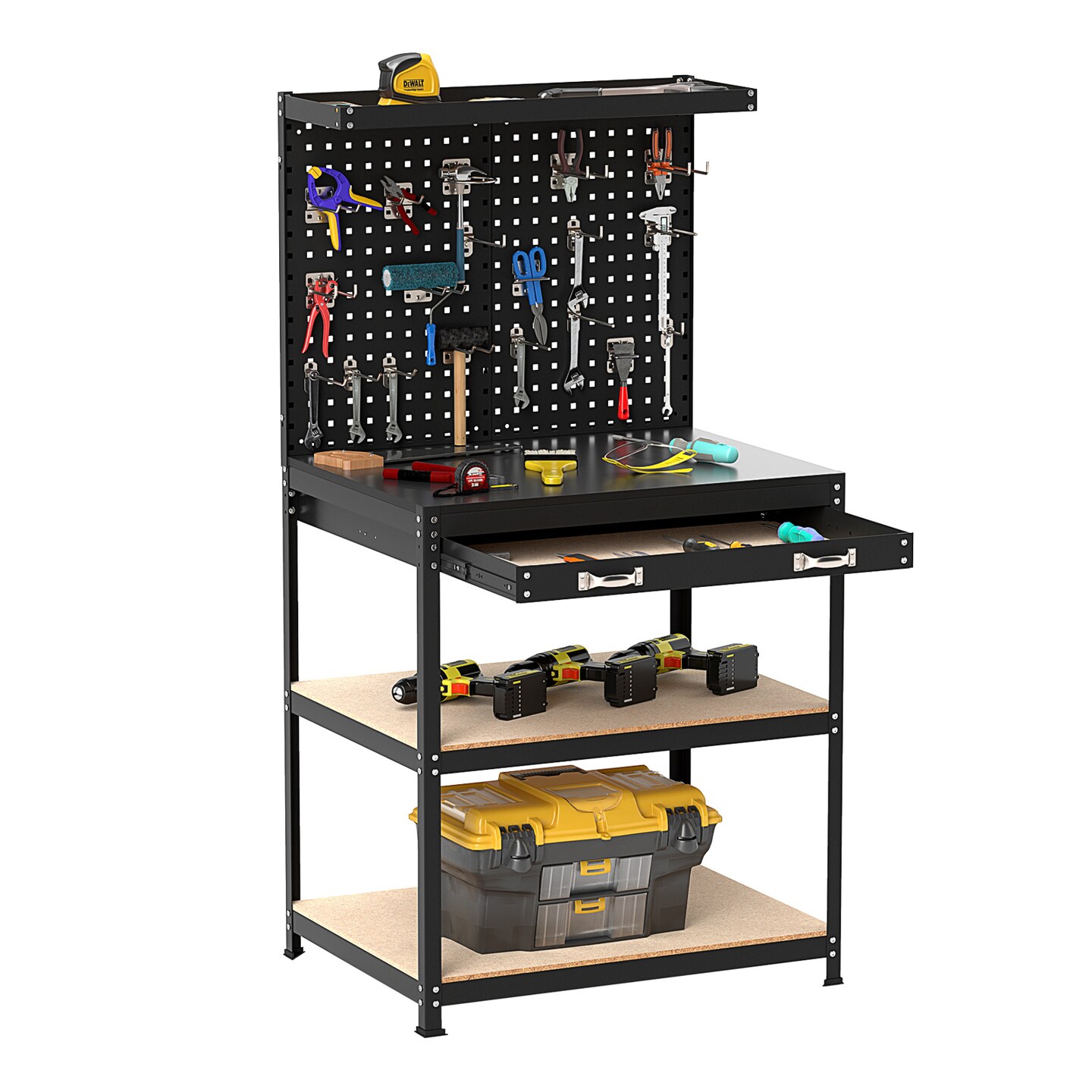 Tool Organizer Workbench with 20 Pieces Hanging Accessories Suitable for Home or Garage Use
