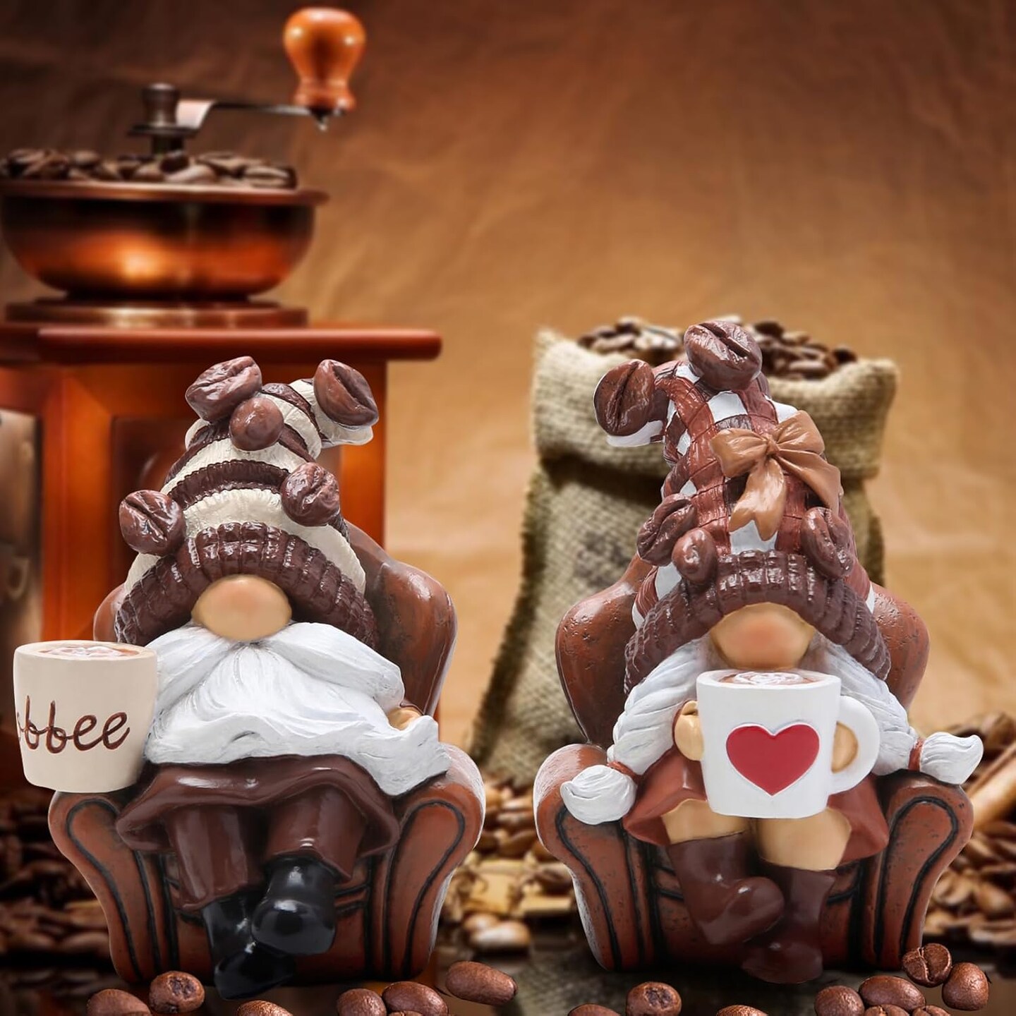 2PCS Coffee Gnomes Coffee Bar Decor Accessories Spring Summer Swedish Tomte Elf Dwarf Figurines Gift Tasteful Company on The Couch Indoor Home Decorations
