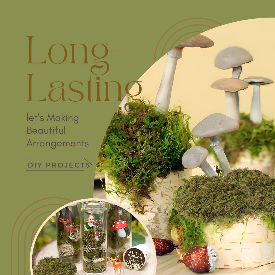 Fake Moss, 8 OZ Green Moss for Potted Plants, Artificial Moss for DIY Crafts Home Decor Table Centerpieces Wedding Decoration