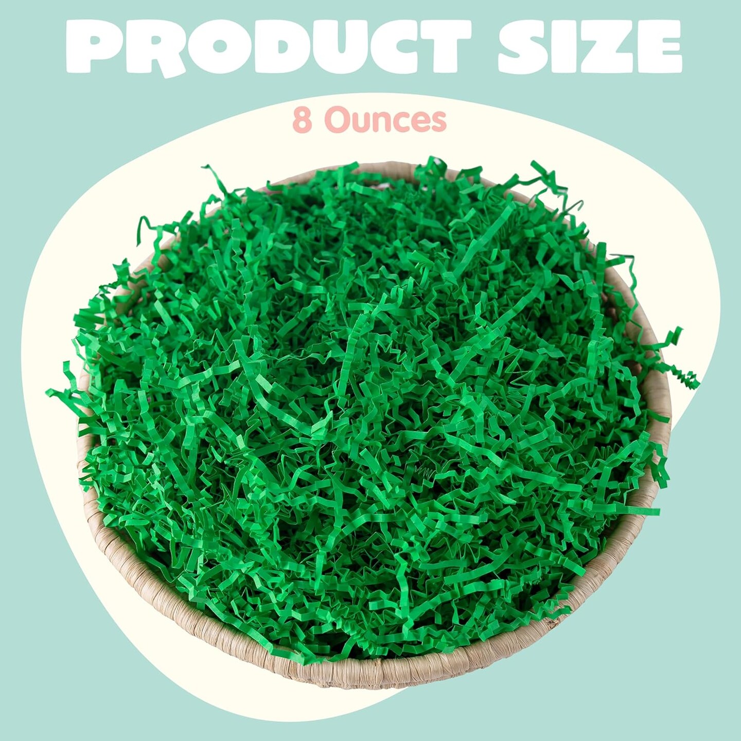 8oz Easter Grass, Pure Dark Green Recyclable Paper Grass
