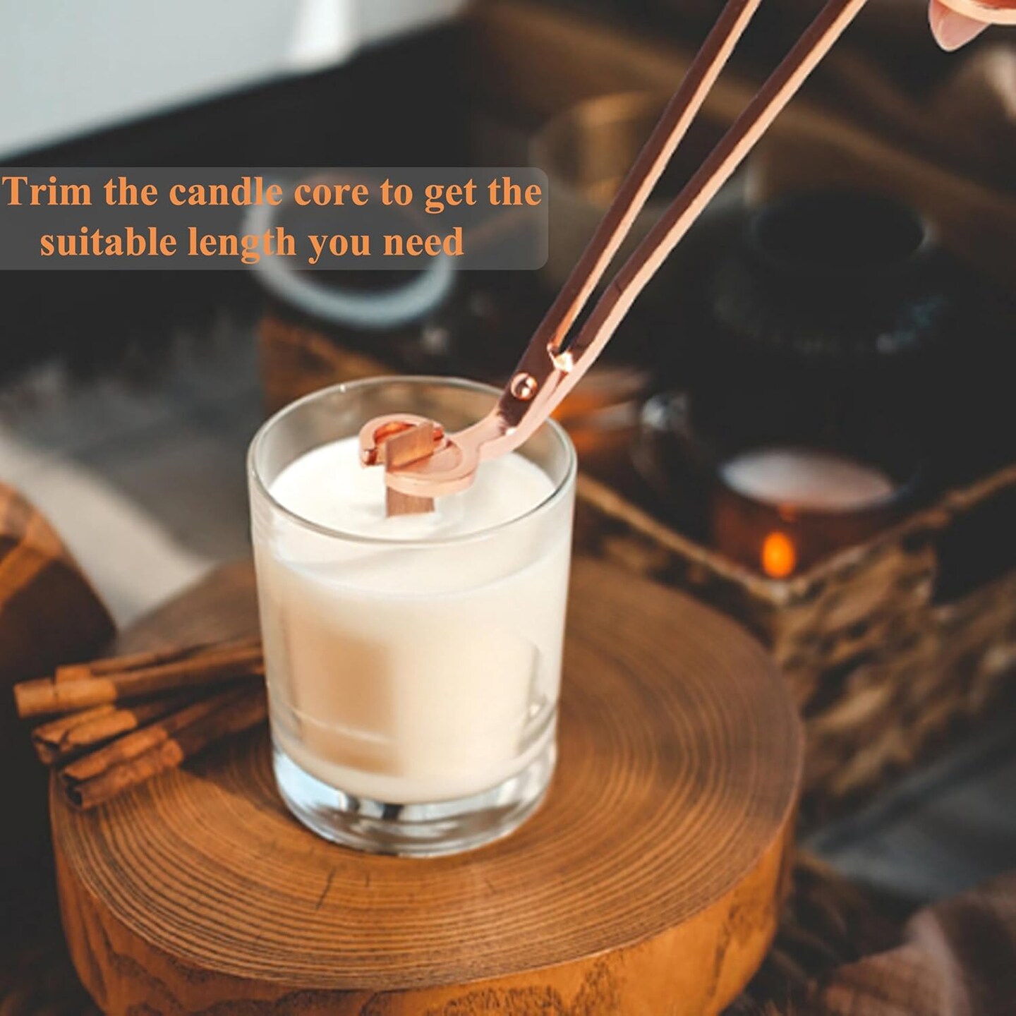 100pcs Wooden Candle Wicks 5.1 x 0.5 Inch, Smokeless Cherry Wood With Metal Clips and Glue Dots, Includes Wick Trimmer, Perfect for Candle Making Kit and Soy Wax Candlemaking