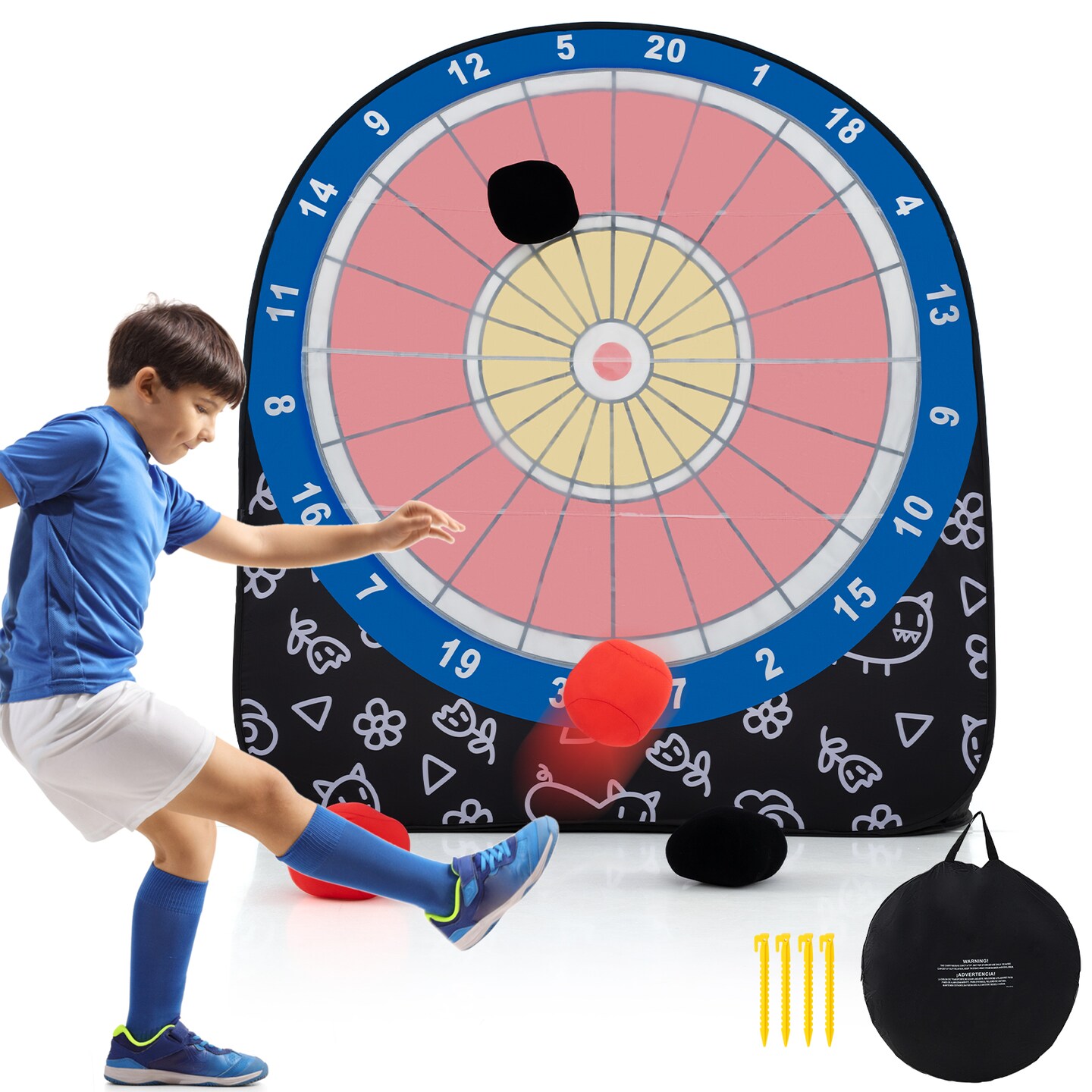 Portable Giant Kick Dartboard Soccer Game Includes Sticky Balls and Carry Bag for Kids and Adults