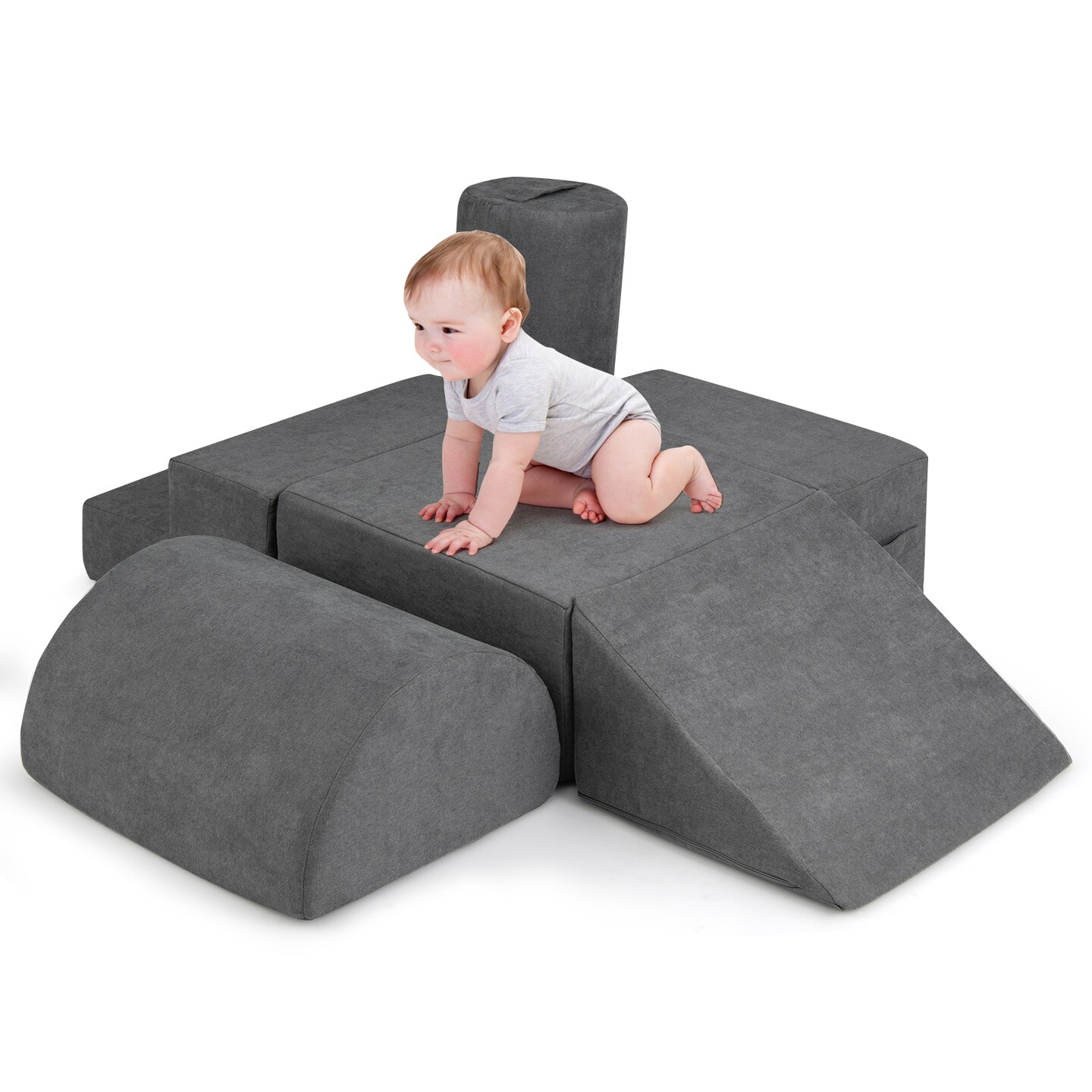 6-Piece Baby Climbing Blocks Play Set with High-Density Foam Ideal Educational Gift for Kids