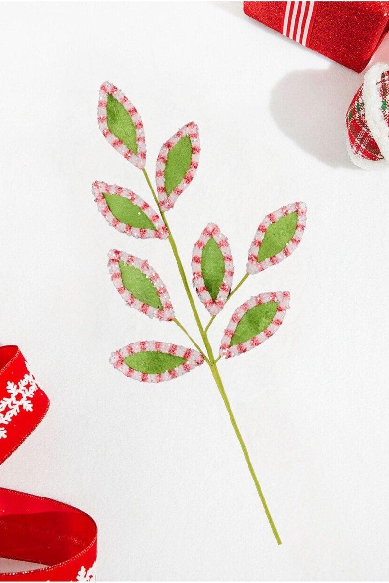 27&#x22; Velvet Fleece Leaf Spray: Red/Green