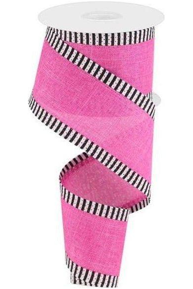 2.5&#x22; Royal Burlap Thin Stripe Ribbon: Fuchsia (10 Yards)