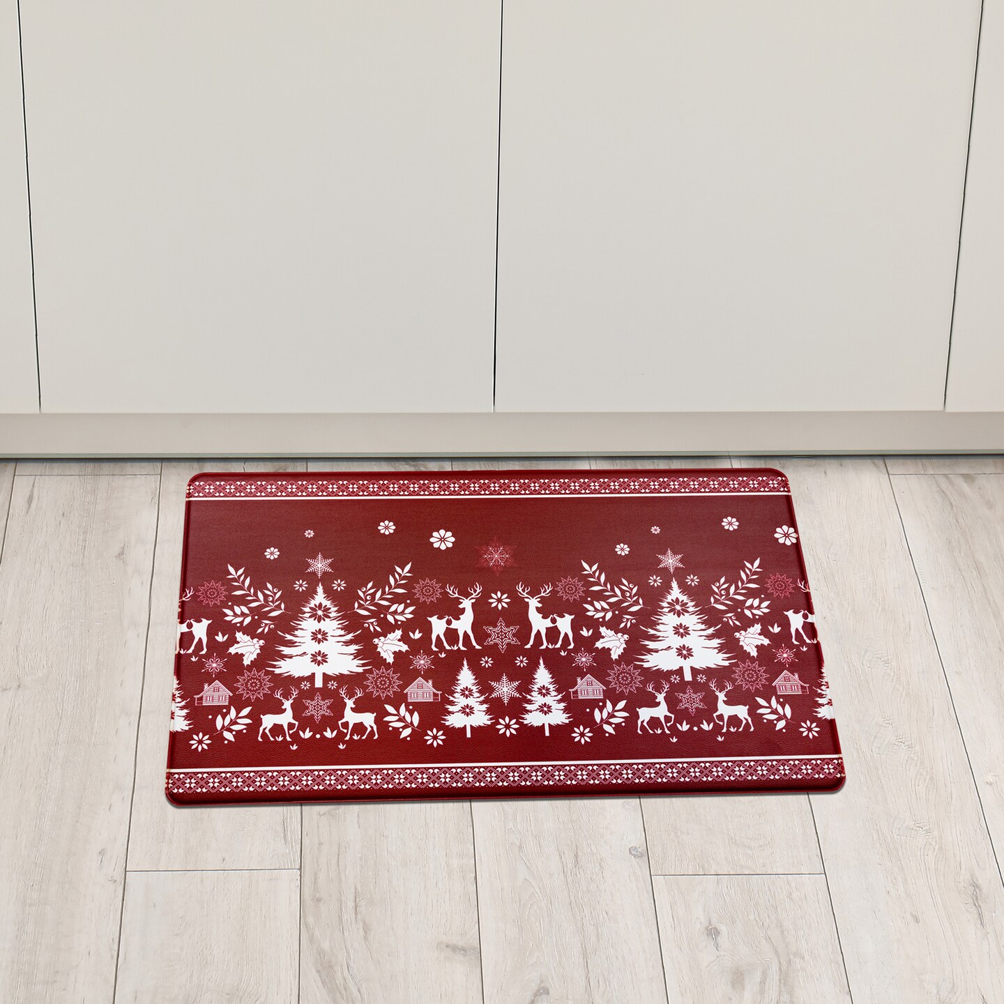 Northlight Reindeer and Snowflakes Kitchen Comfort Anti-Fatigue Christmas Floor Mat - 17.75" x 29.5"