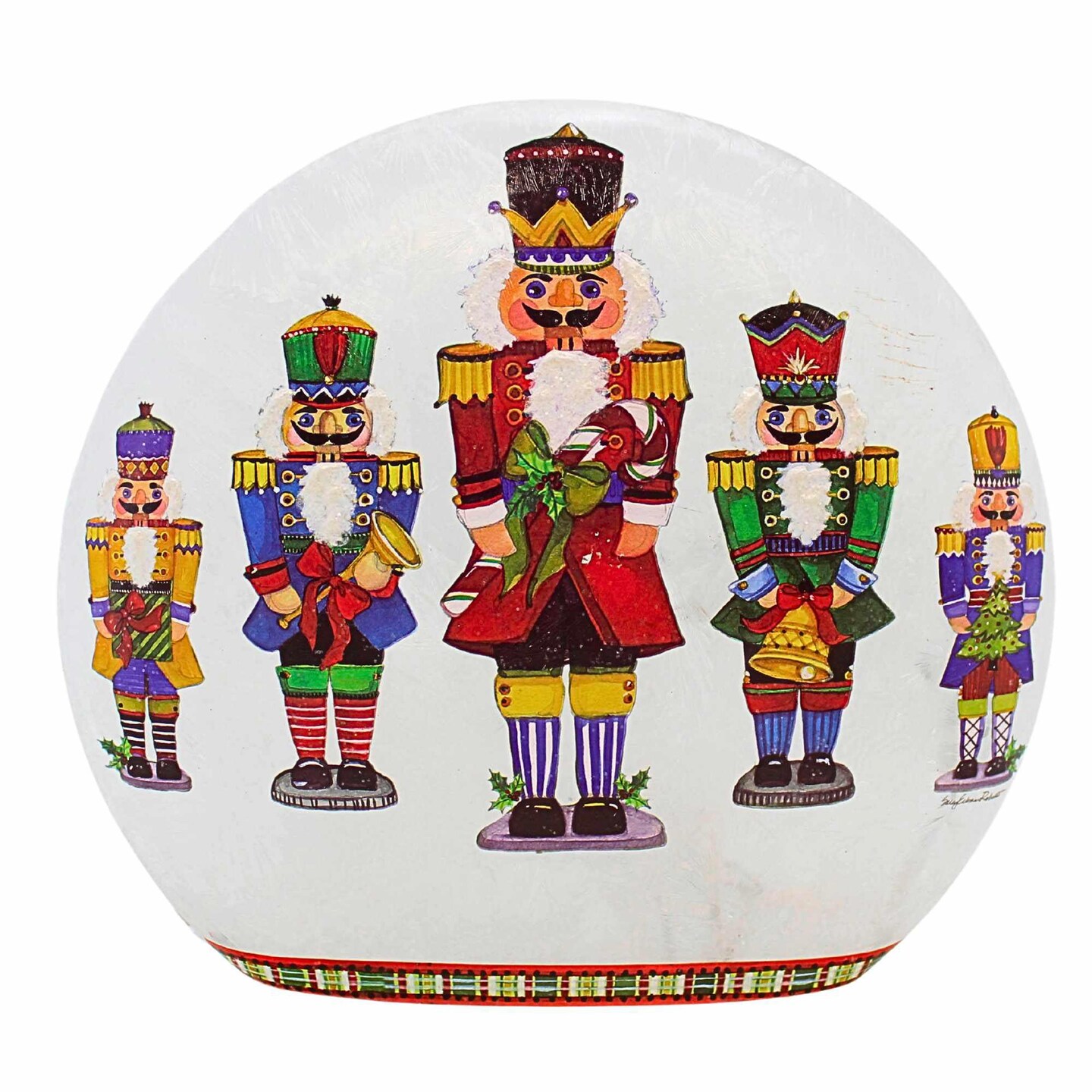 Stony Creek 9.0 Inch Nutcrackers Pre-Lit Large Orb Christmas Lighted Glass Accent , German Folklore Soldiers