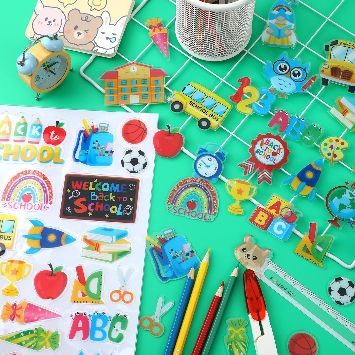 50 PCS Back to School Window Thick Gel Clings Stickers
